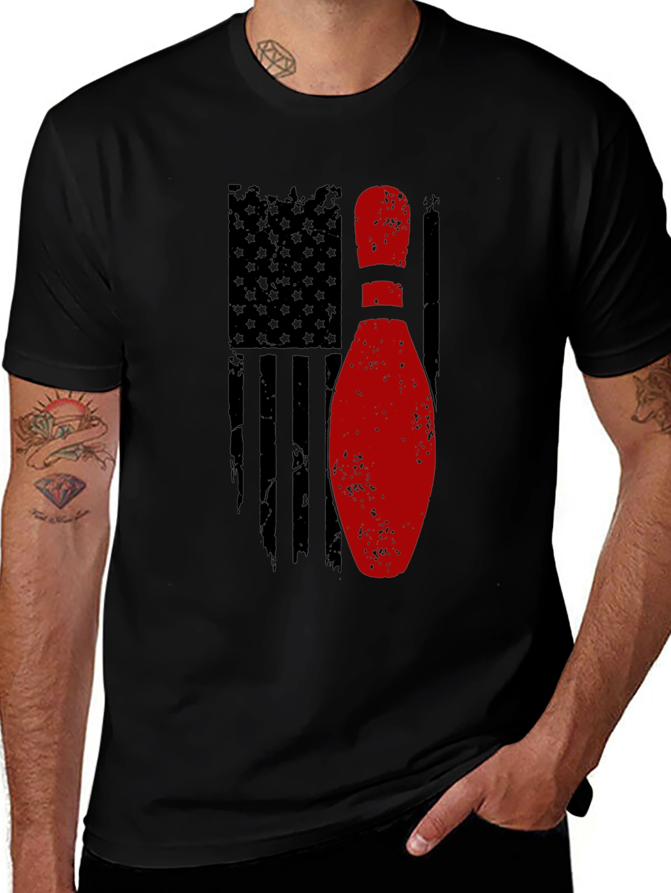 Bowling Pin Flag Graphic Tee - American Pride