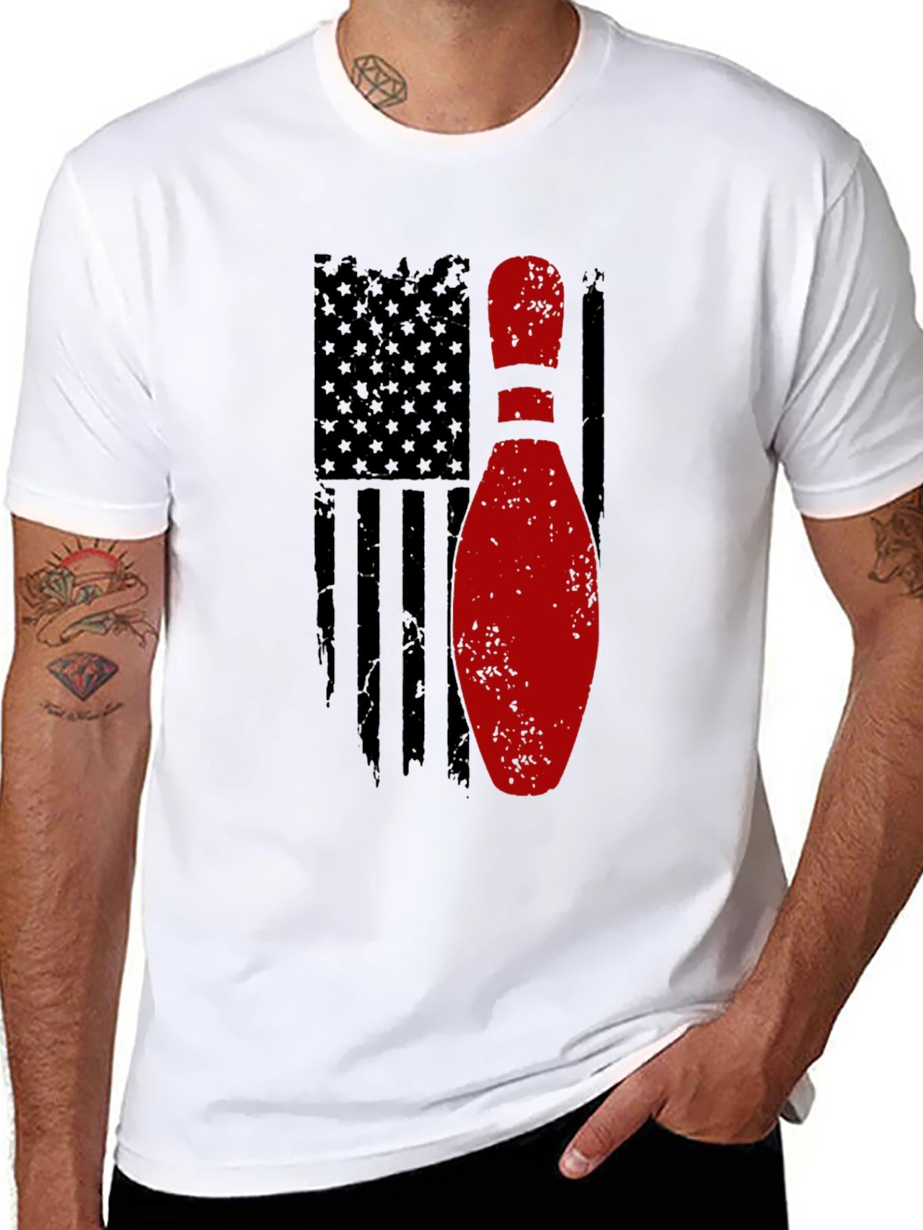 Bowling Pin Flag Graphic Tee - American Pride