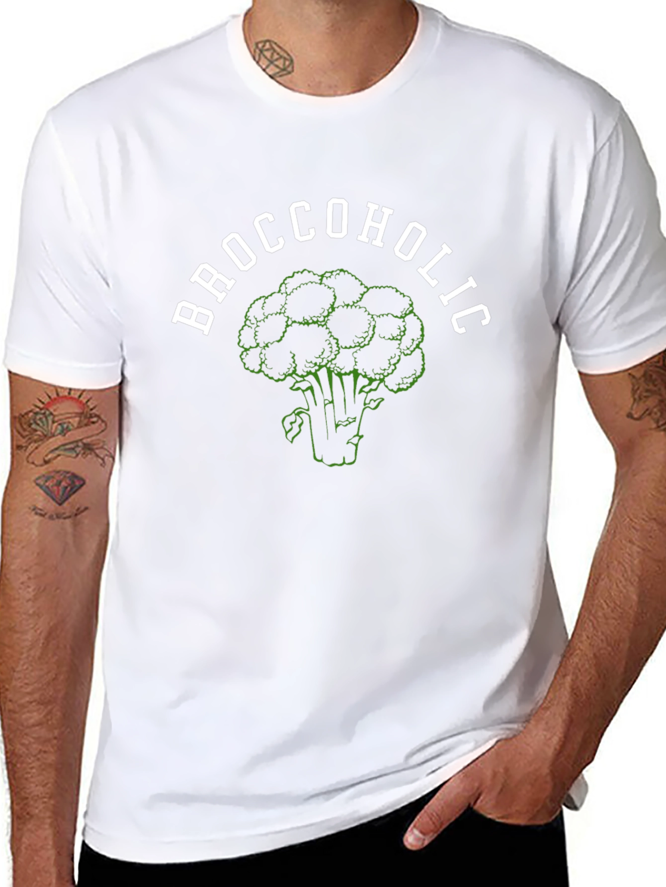 Broccoholic Black T-Shirt Funny Broccoli Lover Tee