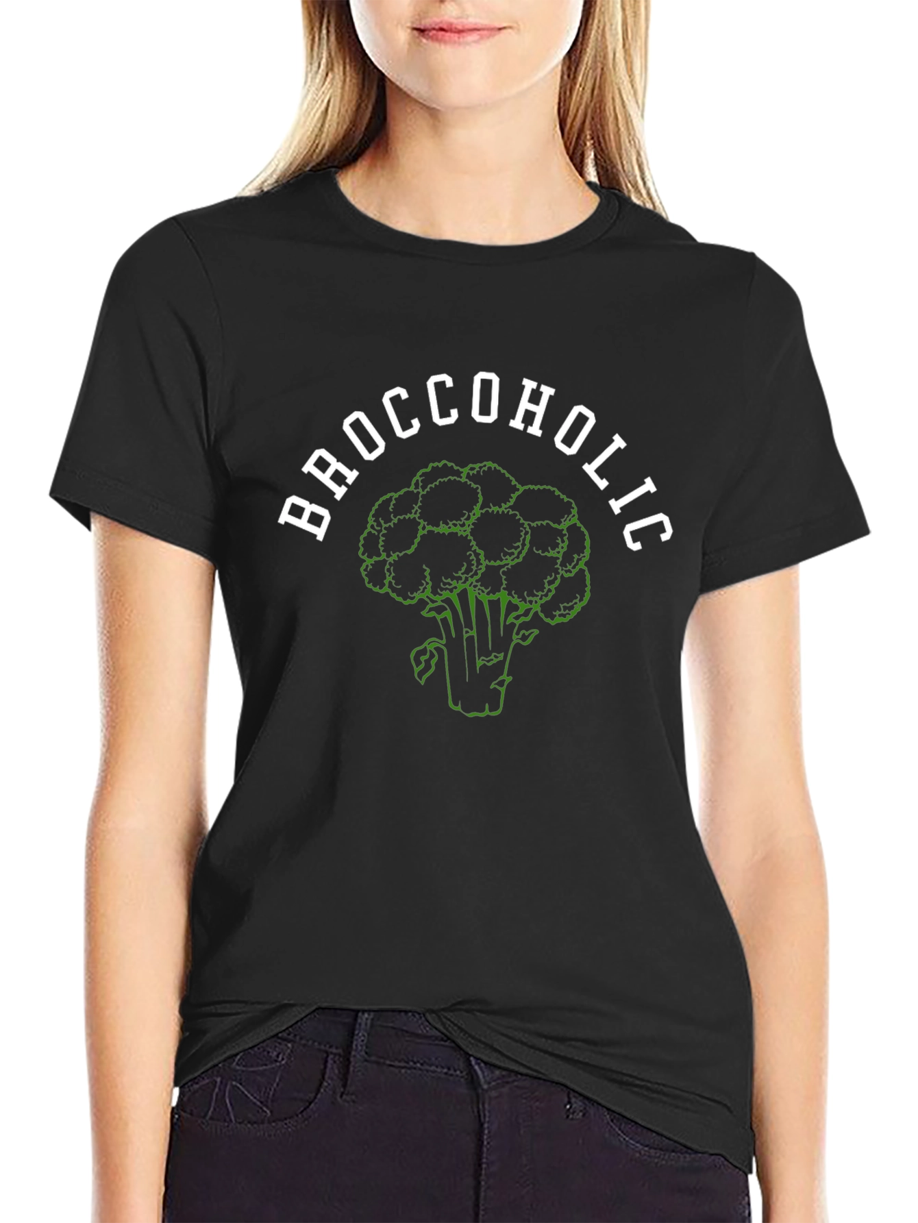 Broccoholic Black T-Shirt Funny Broccoli Lover Tee
