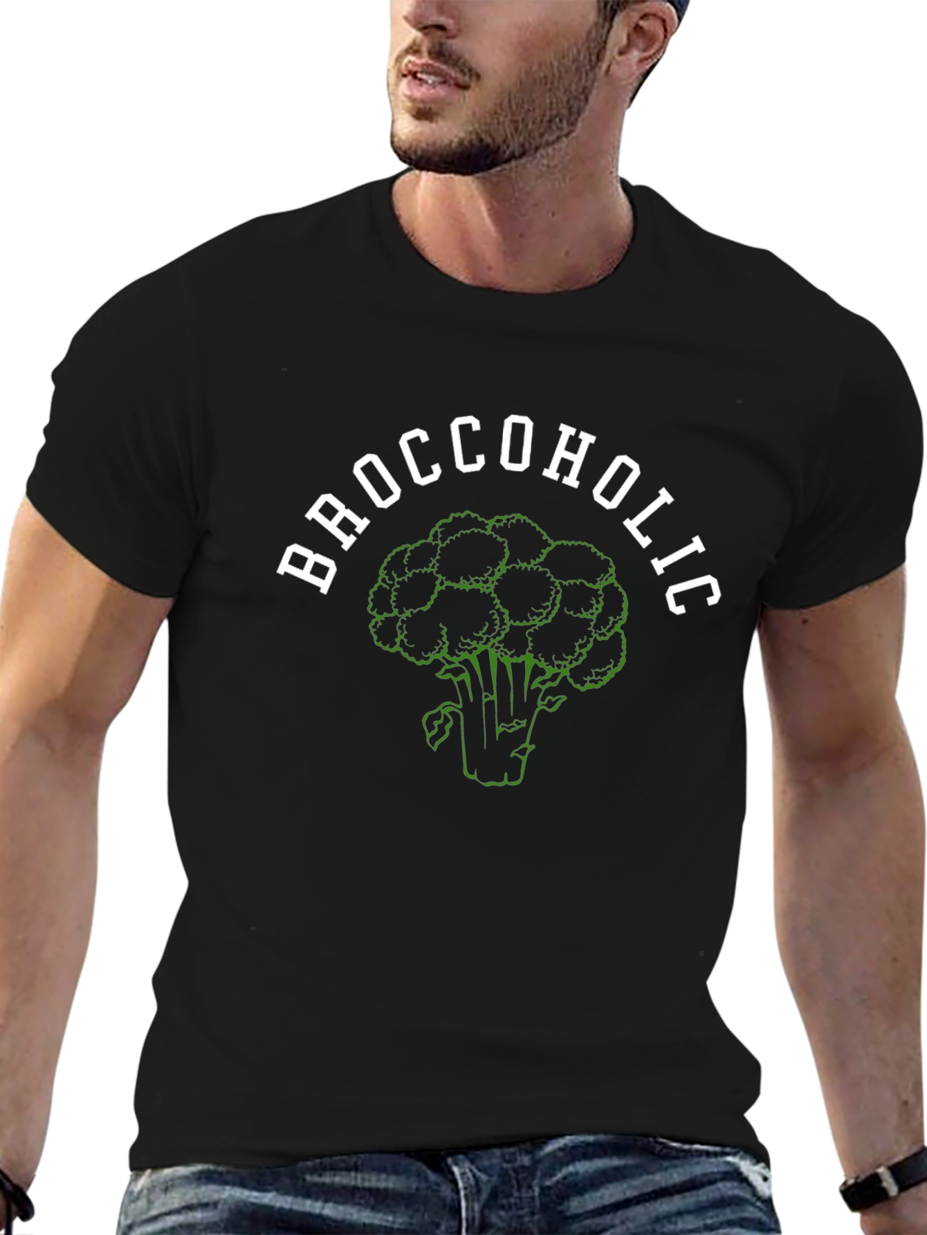 Broccoholic Black T-Shirt Funny Broccoli Lover Tee