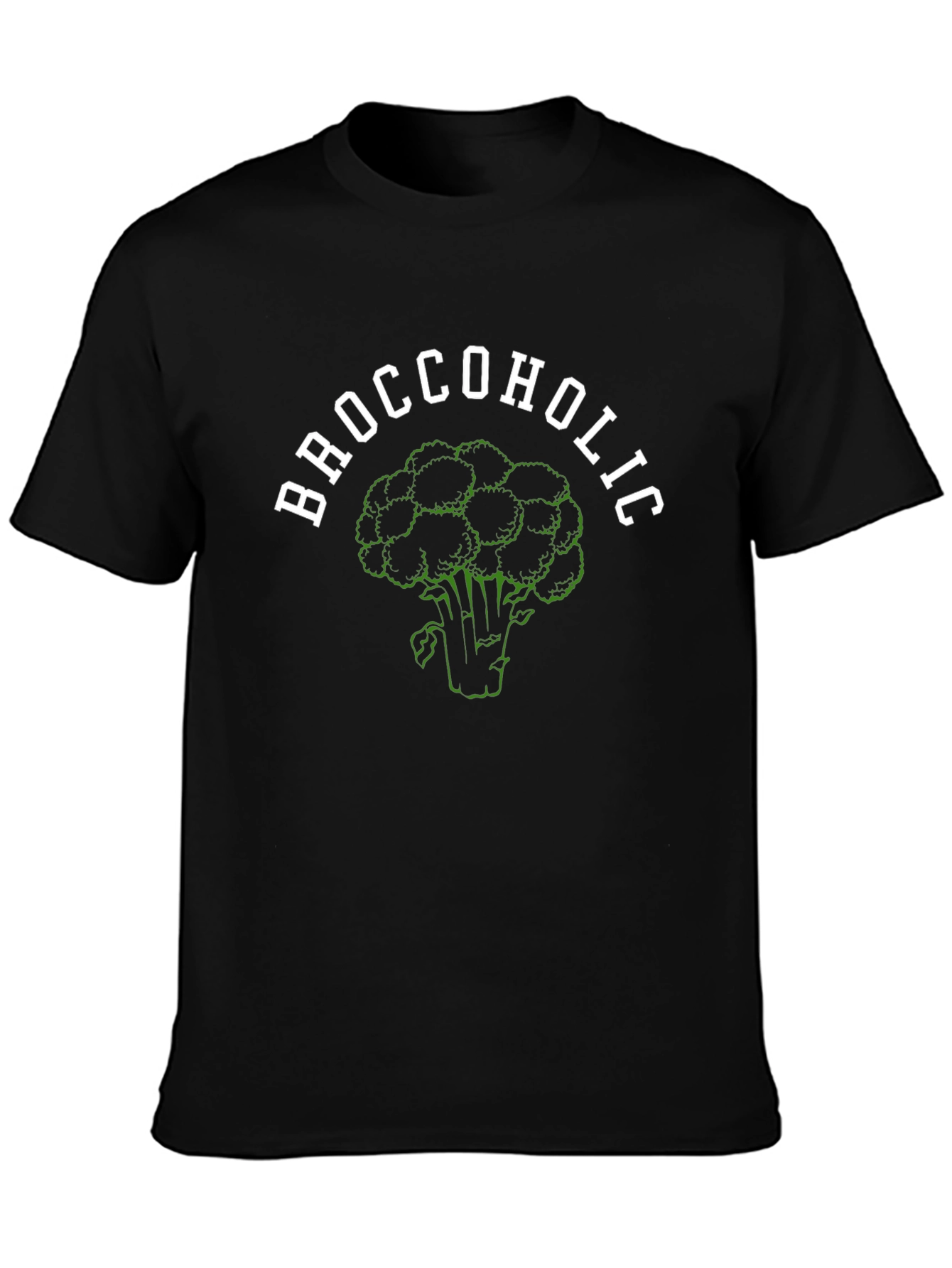 Broccoholic Black T-Shirt Funny Broccoli Lover Tee