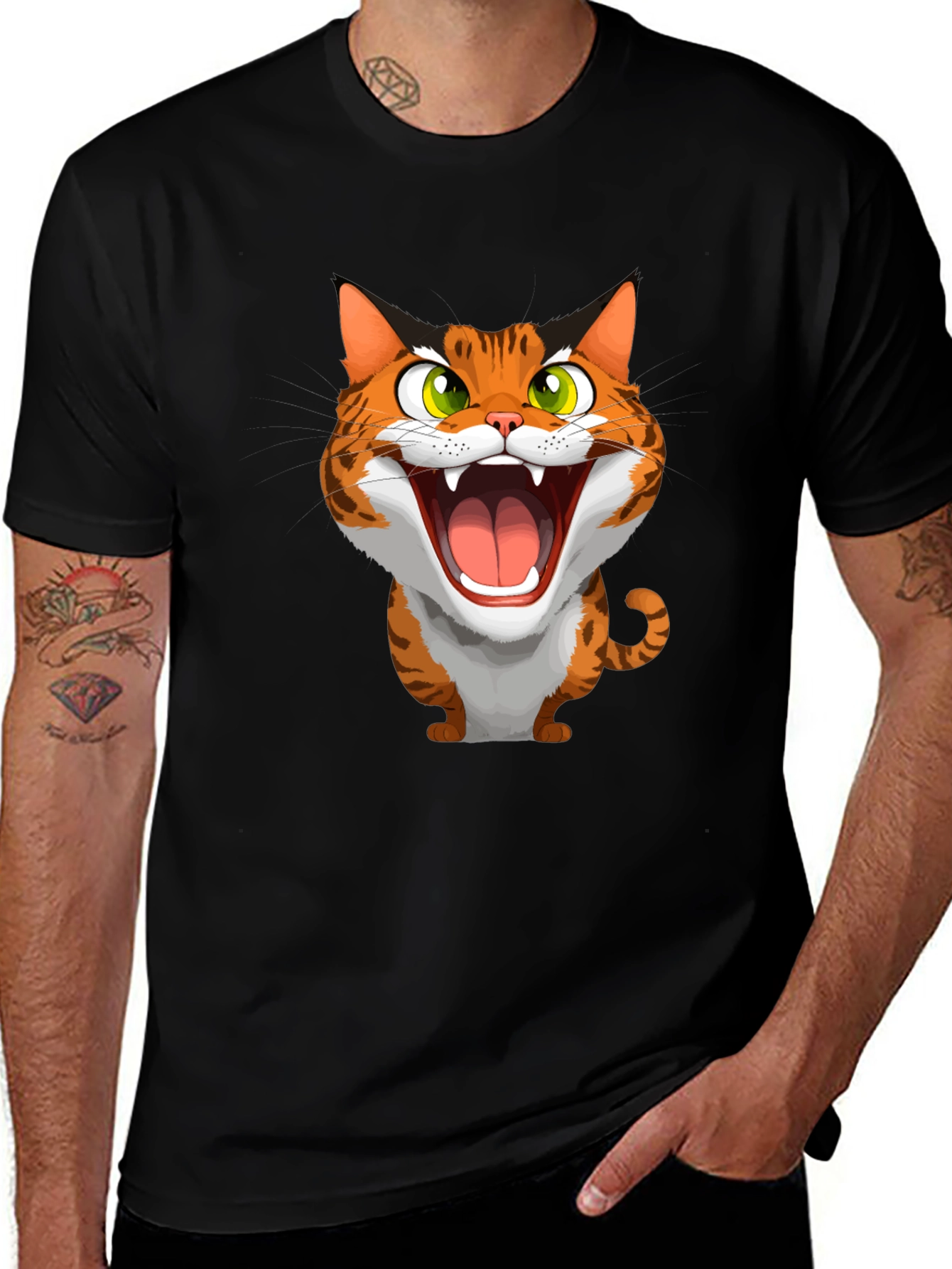 Roaring Cat Graphic Tee - Funny Animal Shirt