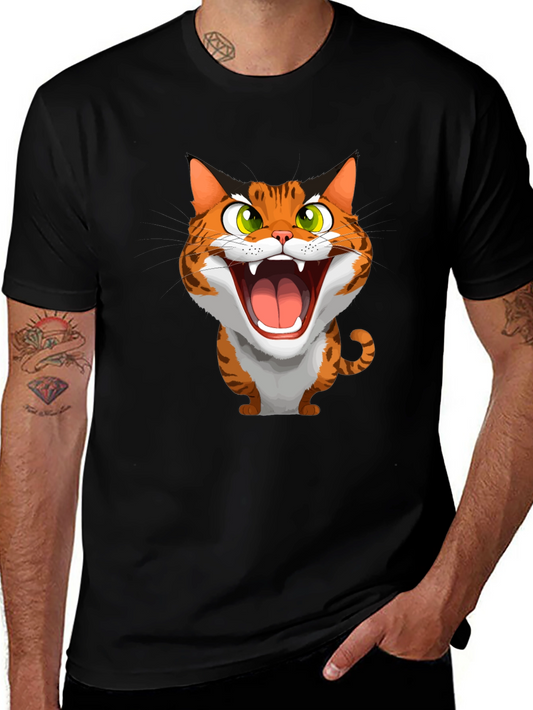 Roaring Cat Graphic Tee - Funny Animal Shirt