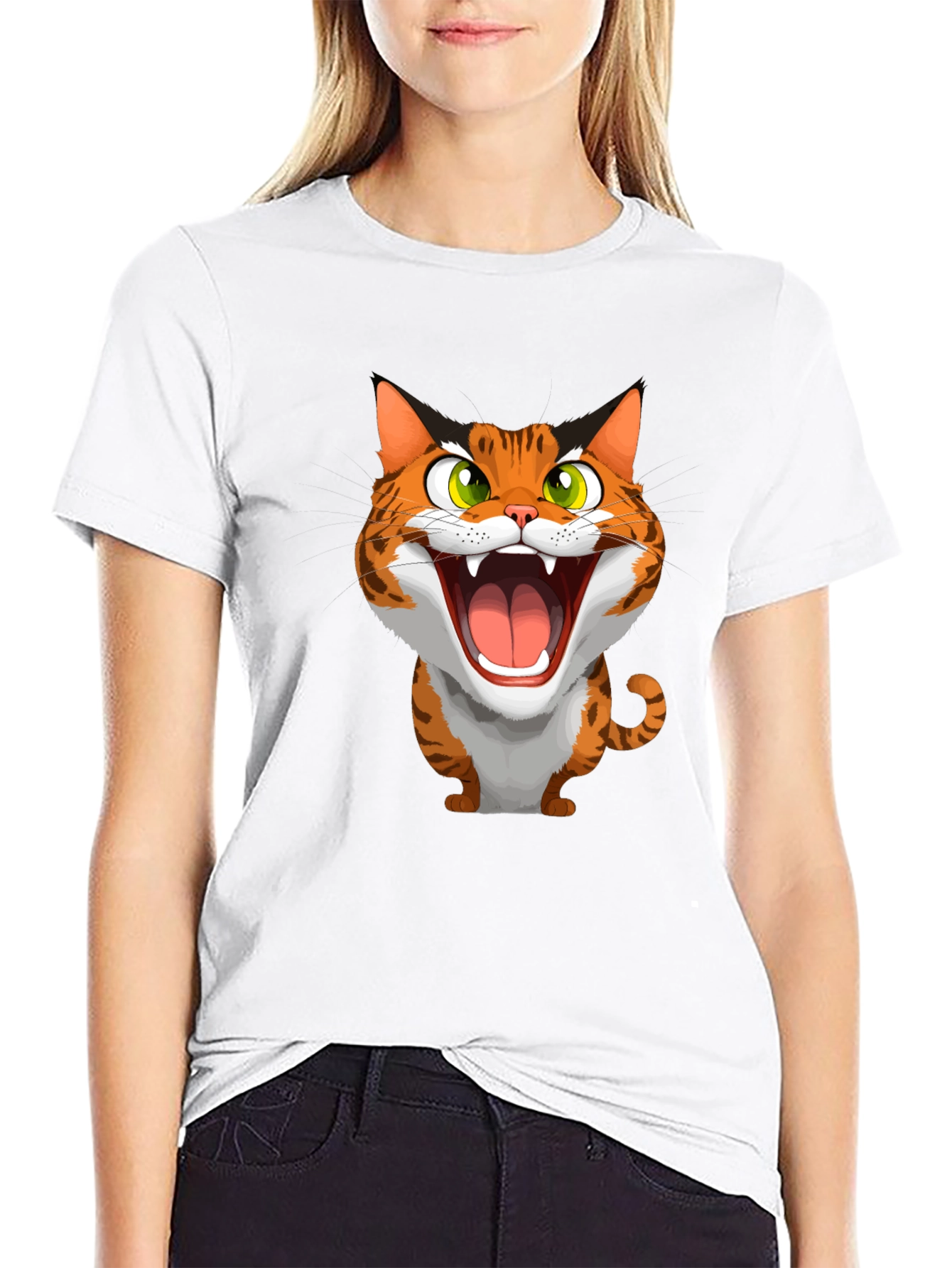 Roaring Cat Graphic Tee - Funny Animal Shirt