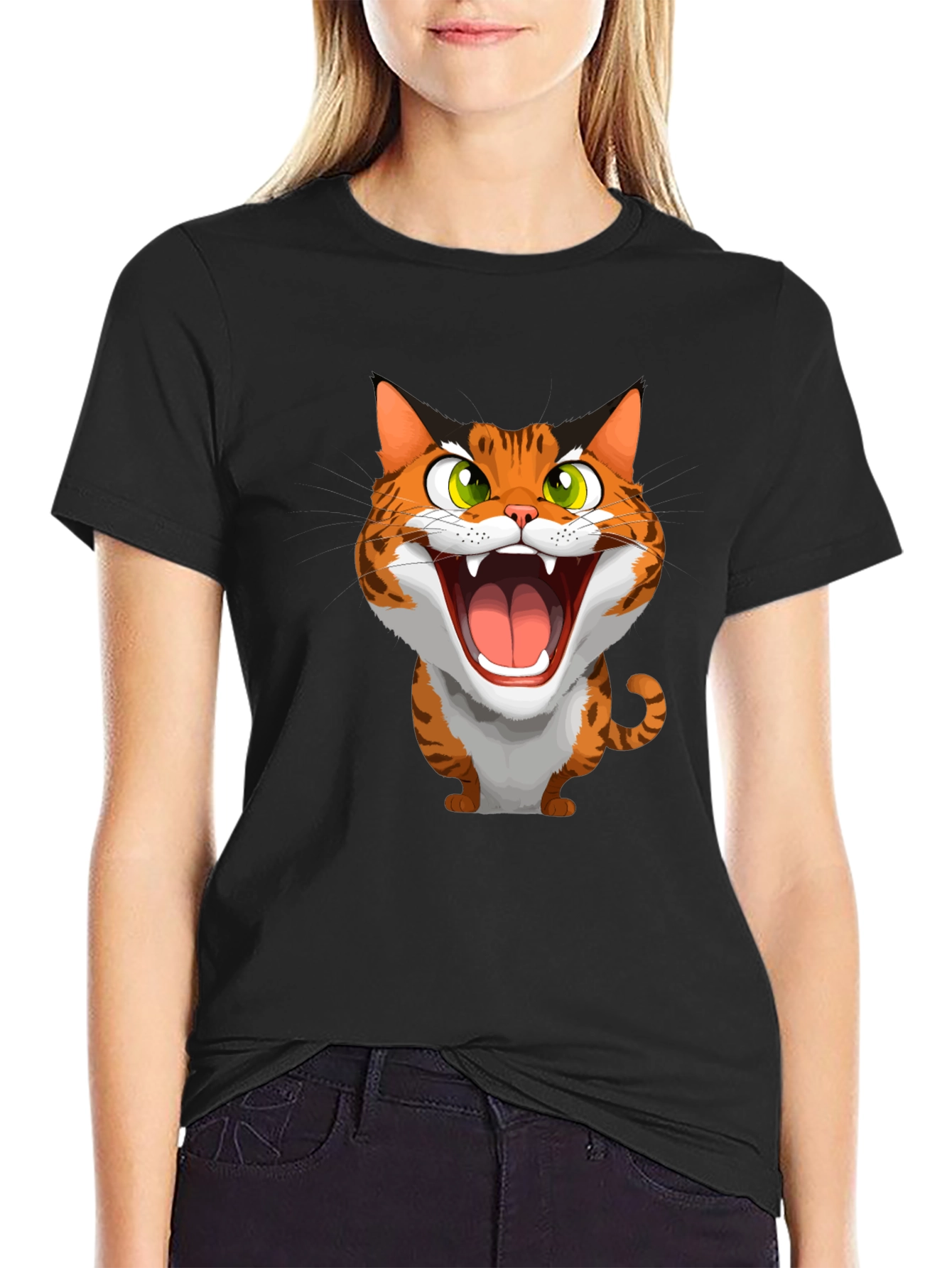 Roaring Cat Graphic Tee - Funny Animal Shirt