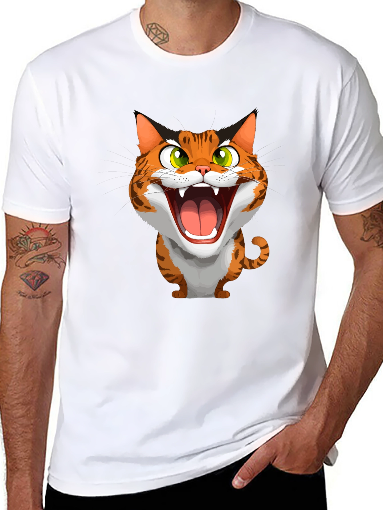Roaring Cat Graphic Tee - Funny Animal Shirt