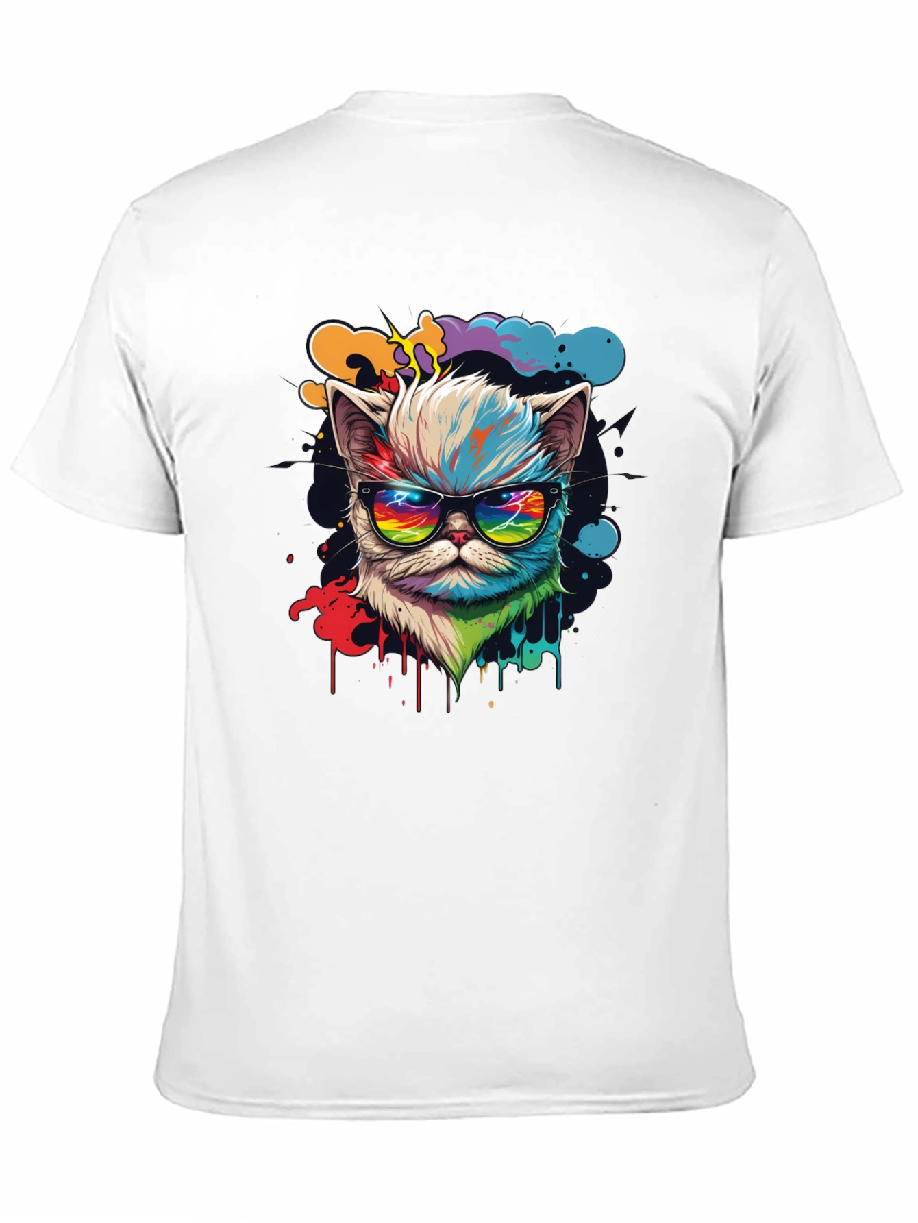 Cool Cat T-Shirt - Retro Rainbow Design