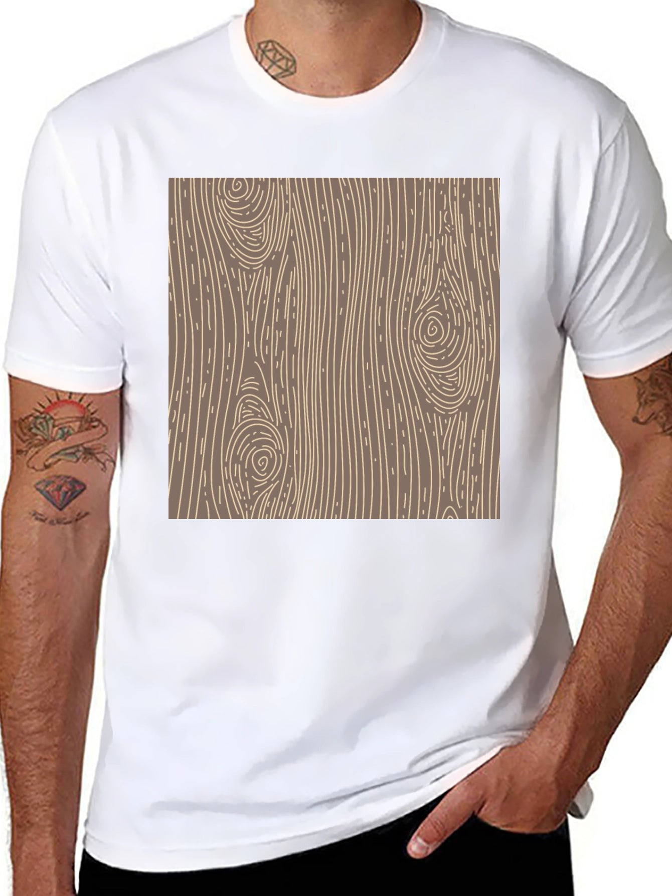 Wood Grain Graphic Tee - Classic Style