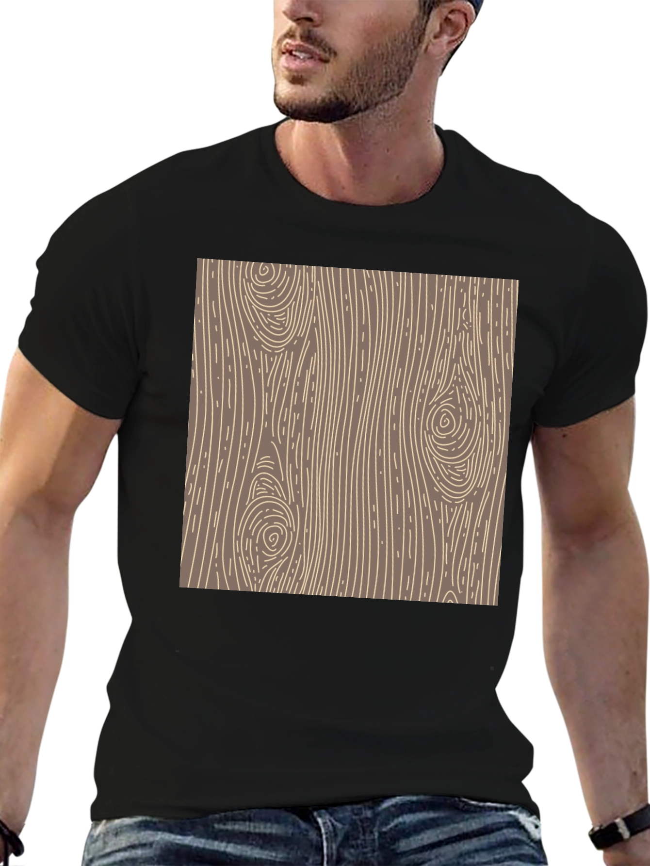 Wood Grain Graphic Tee - Classic Style