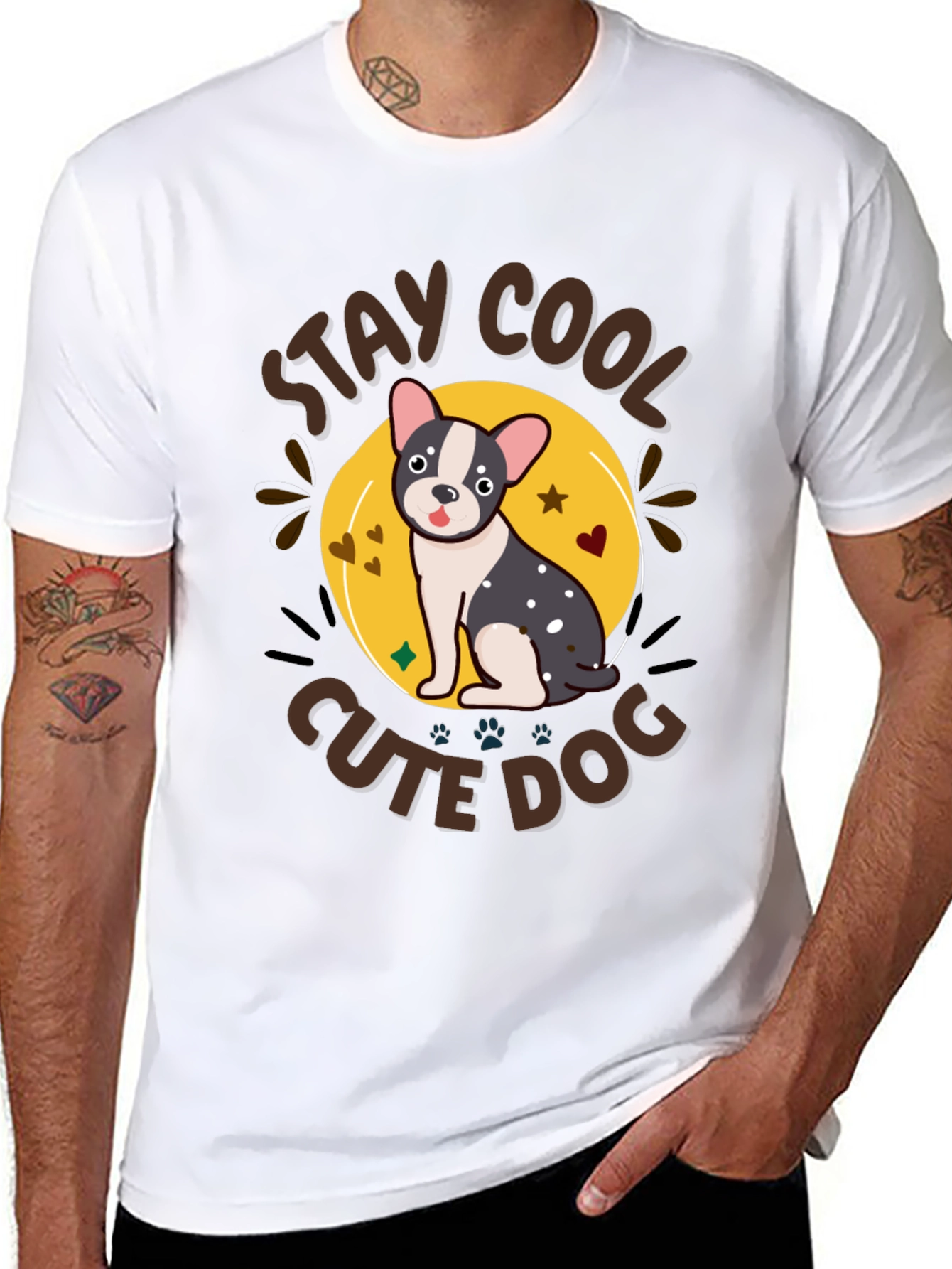 Stay Cool Cute Dog Graphic T-Shirt