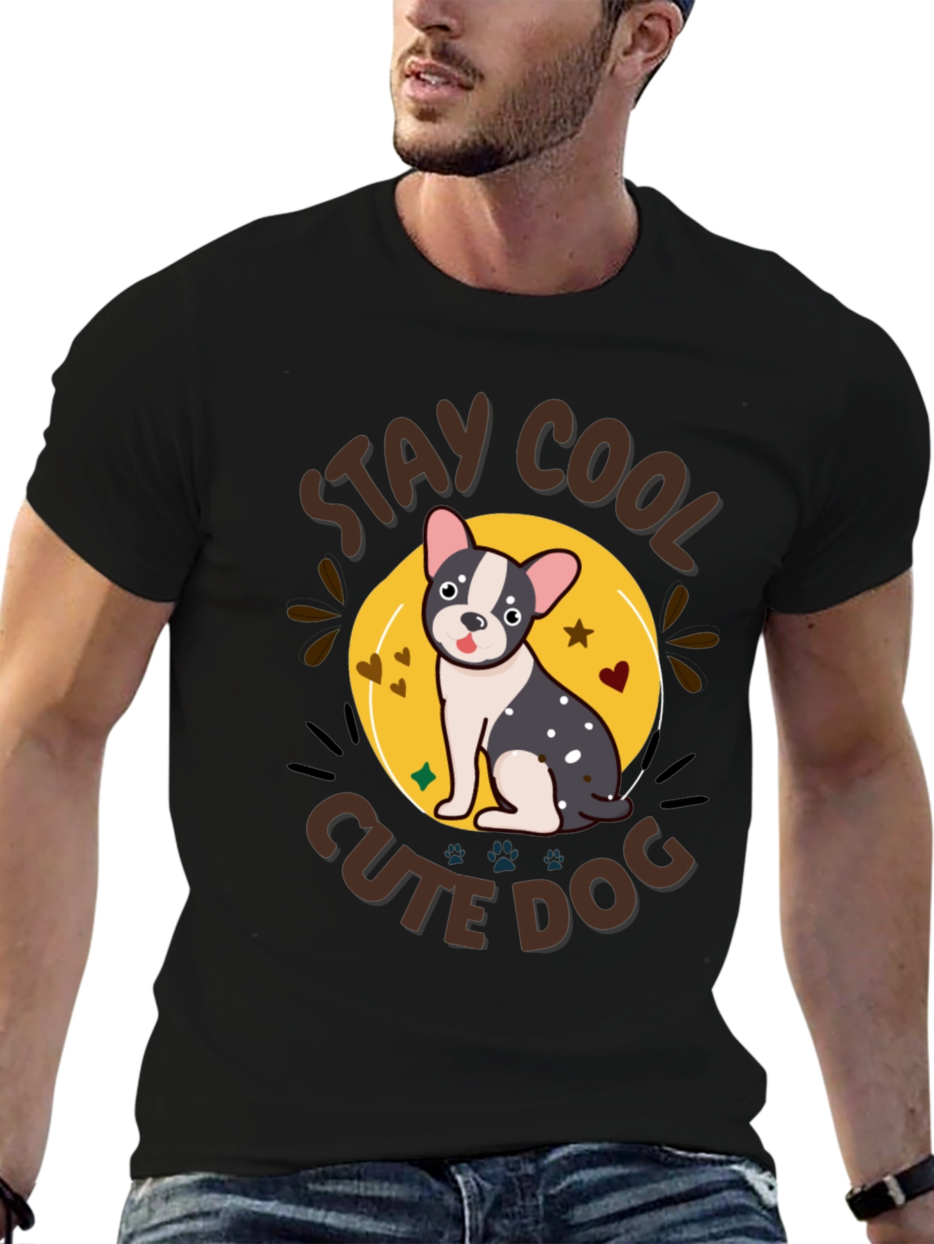 Stay Cool Cute Dog Graphic T-Shirt