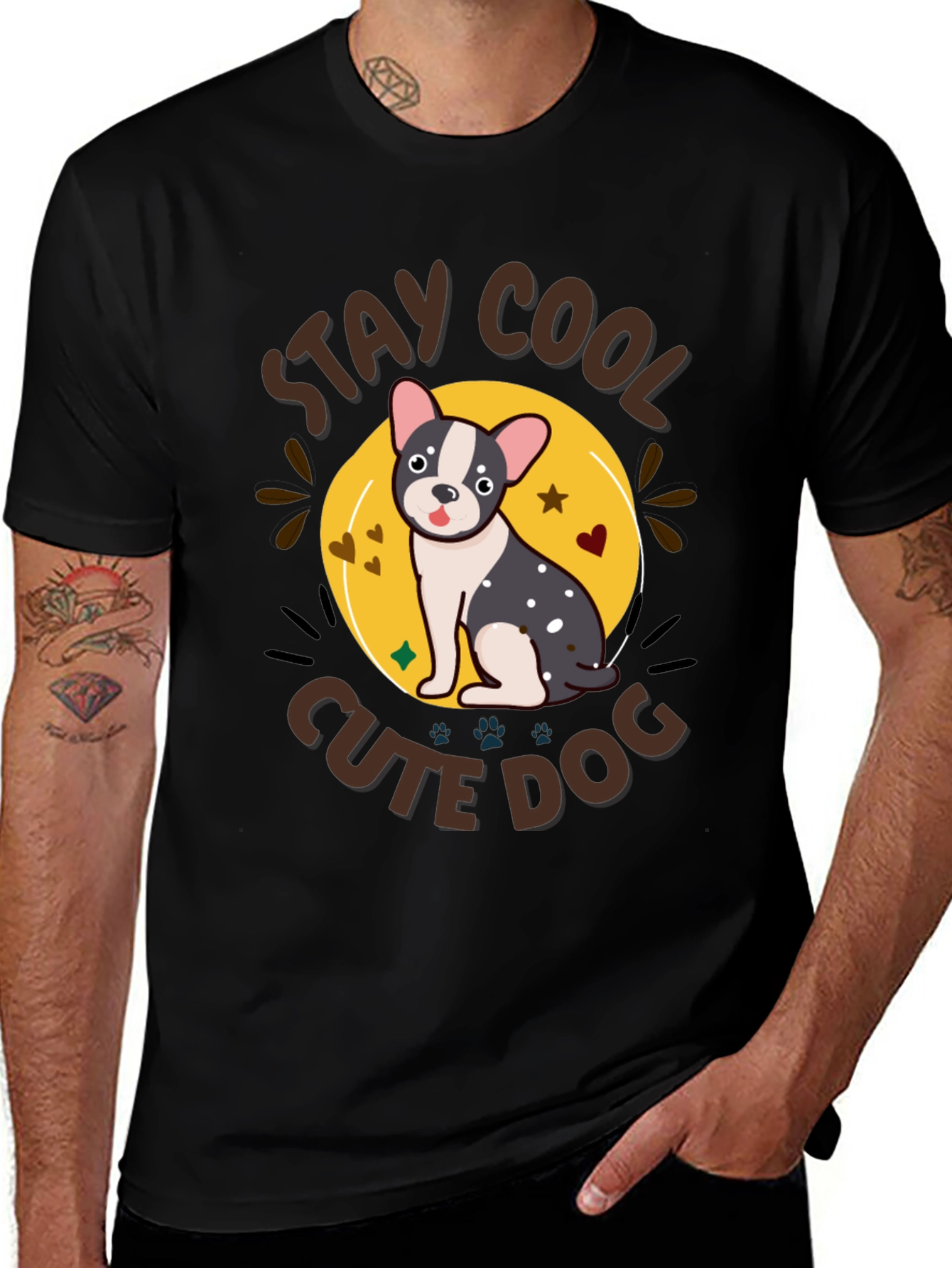 Stay Cool Cute Dog Graphic T-Shirt