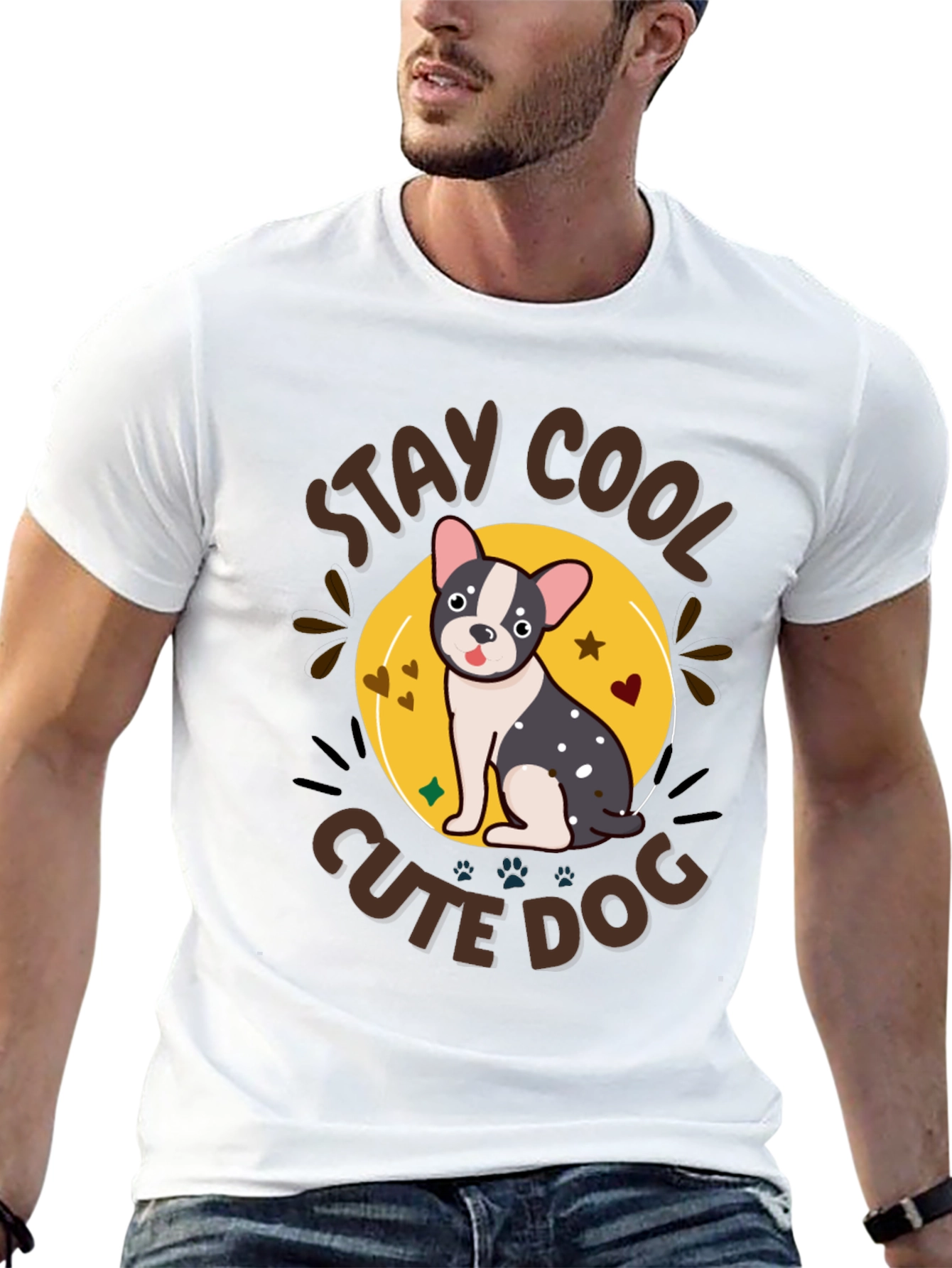 Stay Cool Cute Dog Graphic T-Shirt