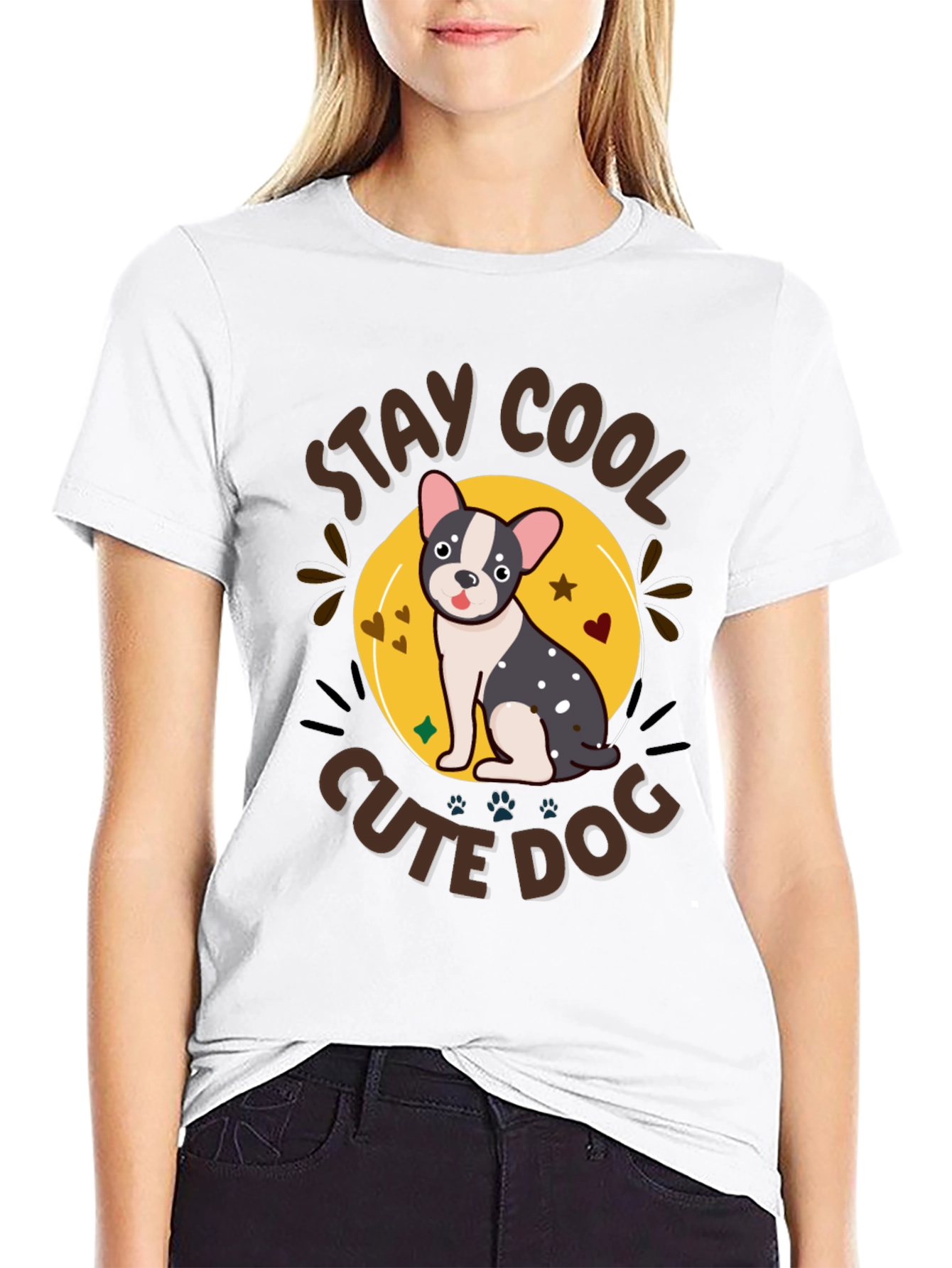 Stay Cool Cute Dog Graphic T-Shirt