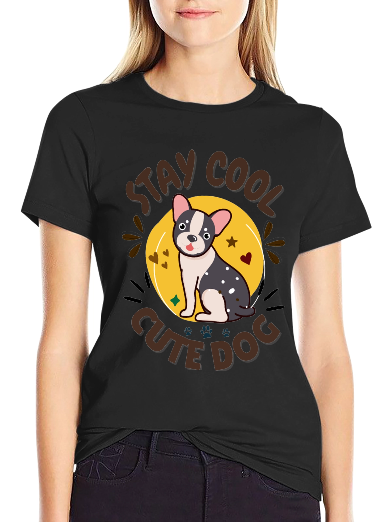 Stay Cool Cute Dog Graphic T-Shirt