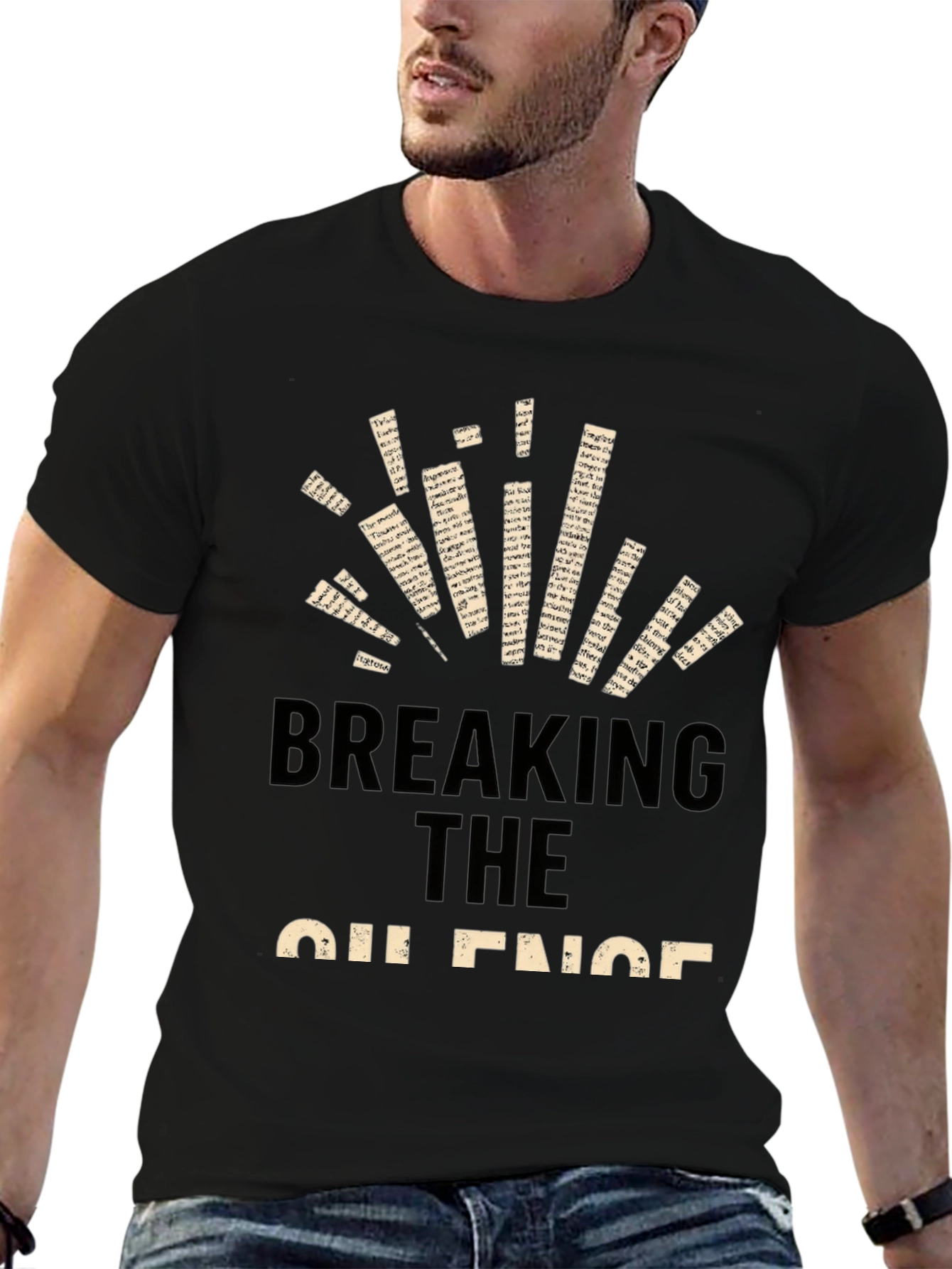 Breaking The Silence Graphic Print Black Tee