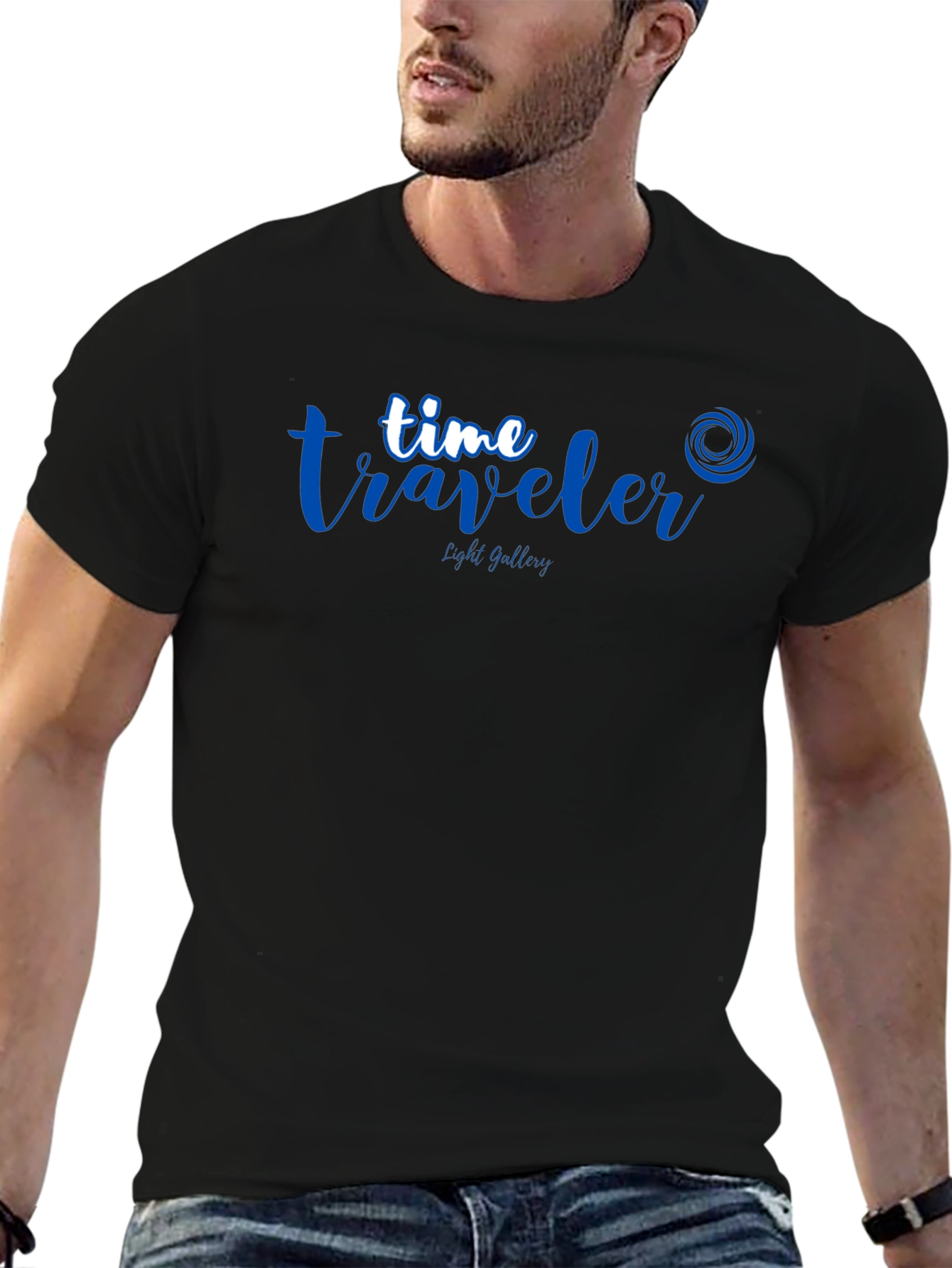 Time Traveler Black Graphic Tee - Premium Cotton Blend