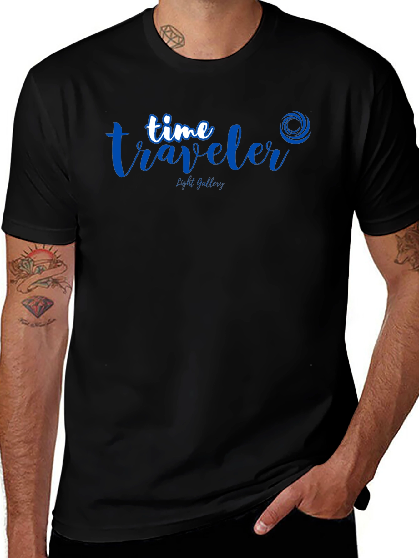 Time Traveler Black Graphic Tee - Premium Cotton Blend