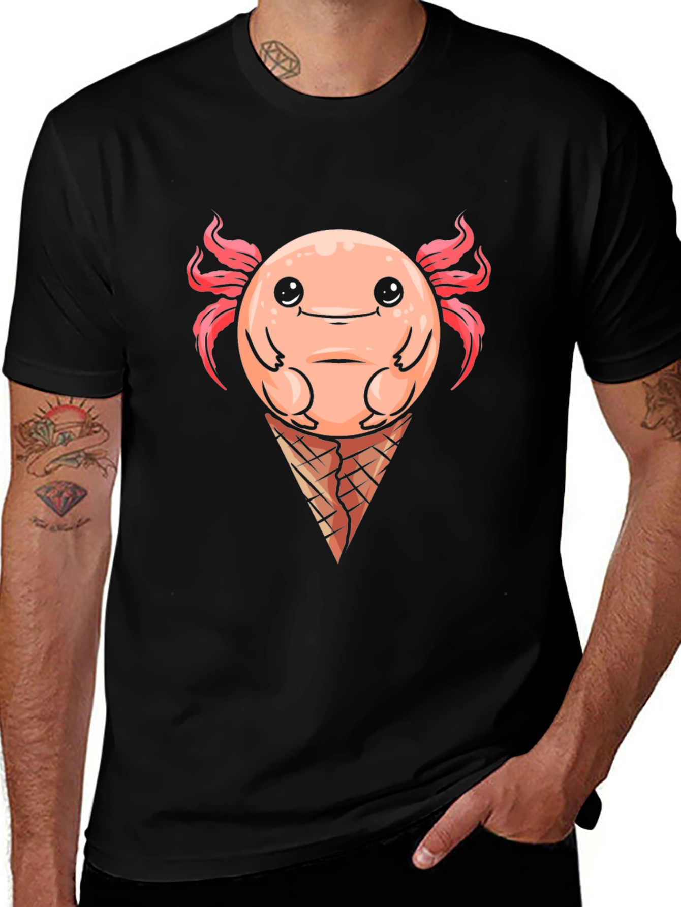 Axolotl Ice Cream Cone Graphic Tee