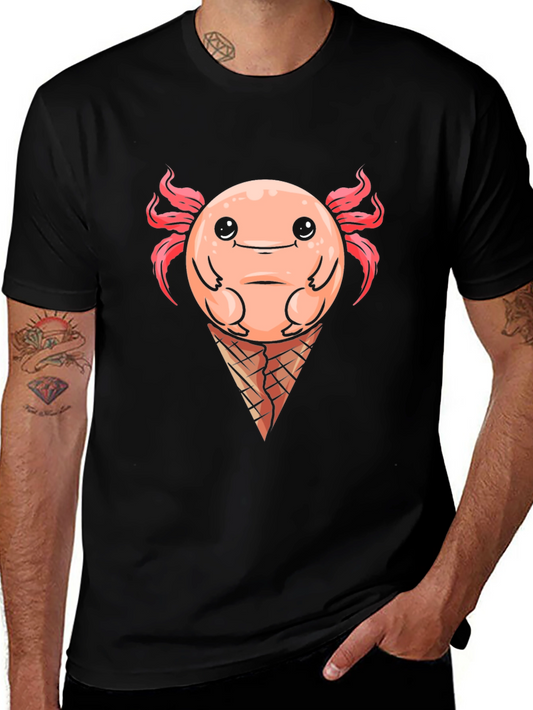 Axolotl Ice Cream Cone Graphic Tee