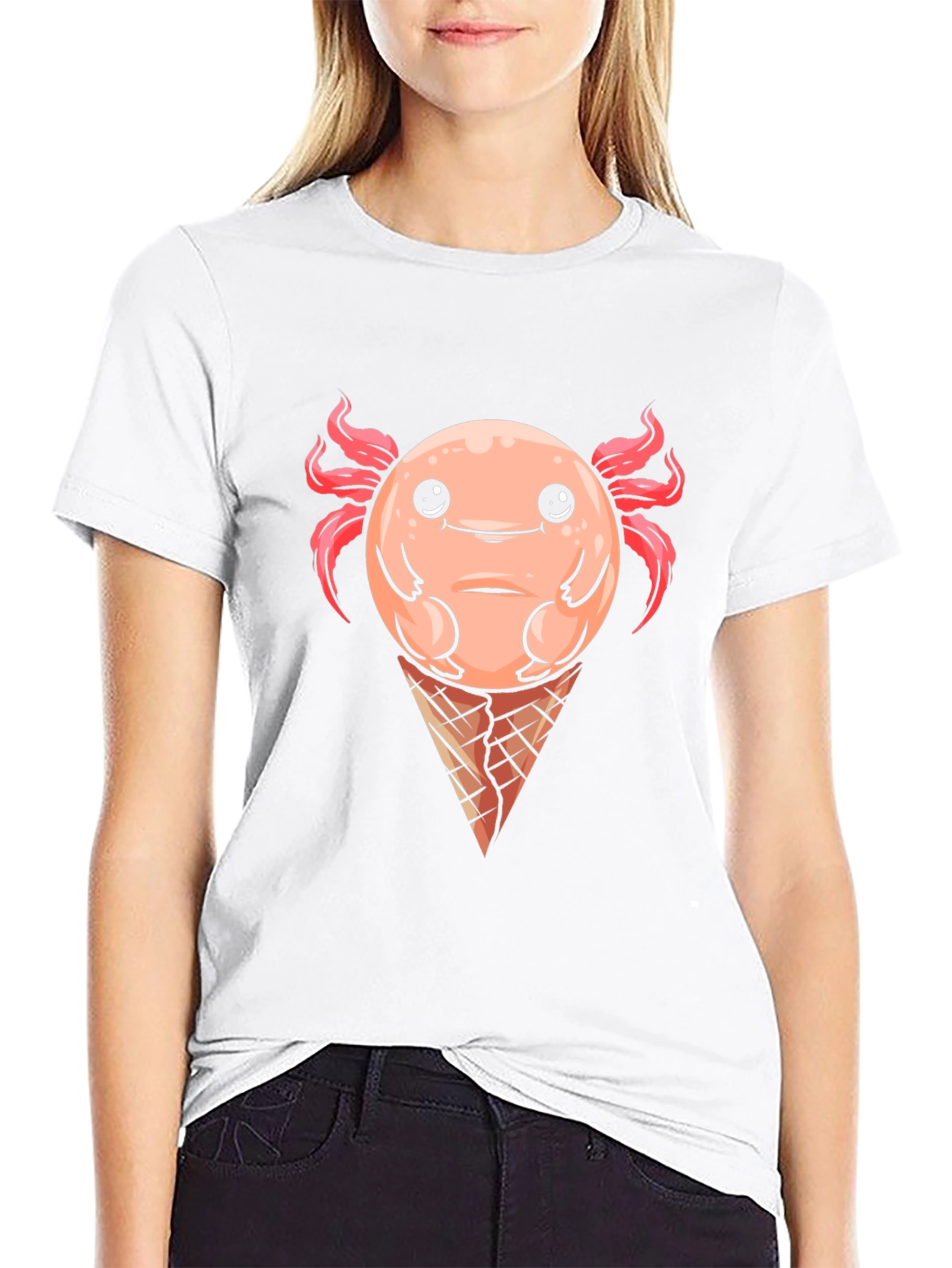 Axolotl Ice Cream Cone Graphic Tee