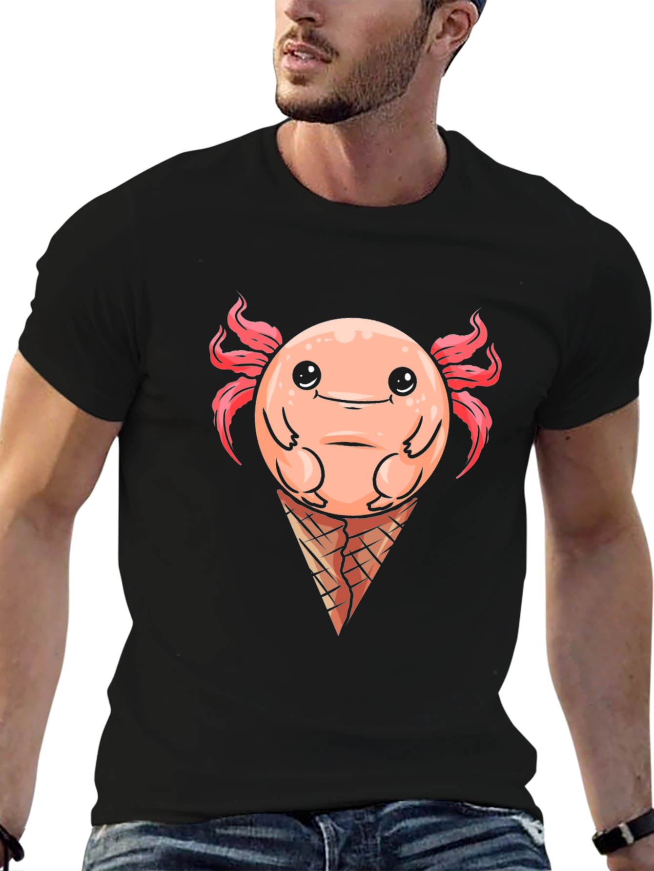 Axolotl Ice Cream Cone Graphic Tee
