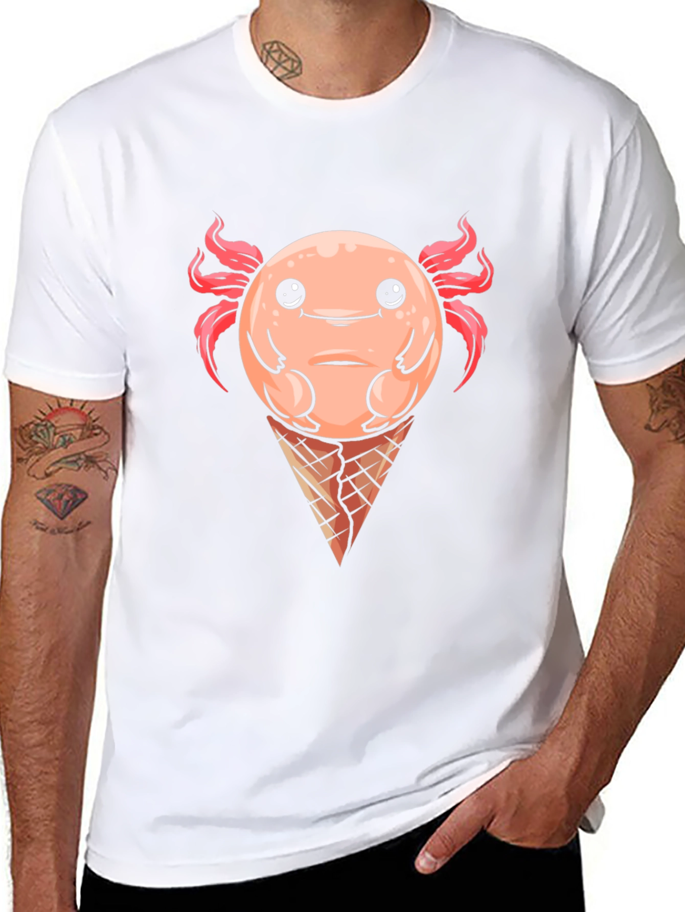 Axolotl Ice Cream Cone Graphic Tee