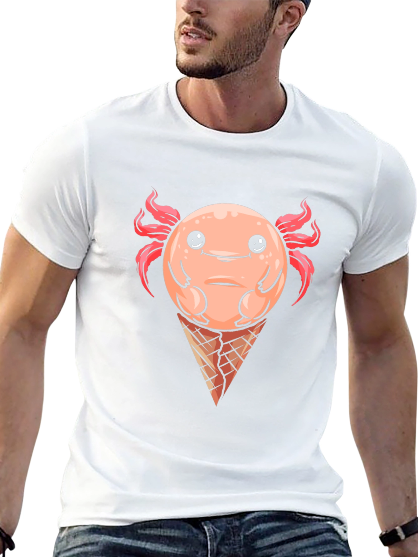 Axolotl Ice Cream Cone Graphic Tee