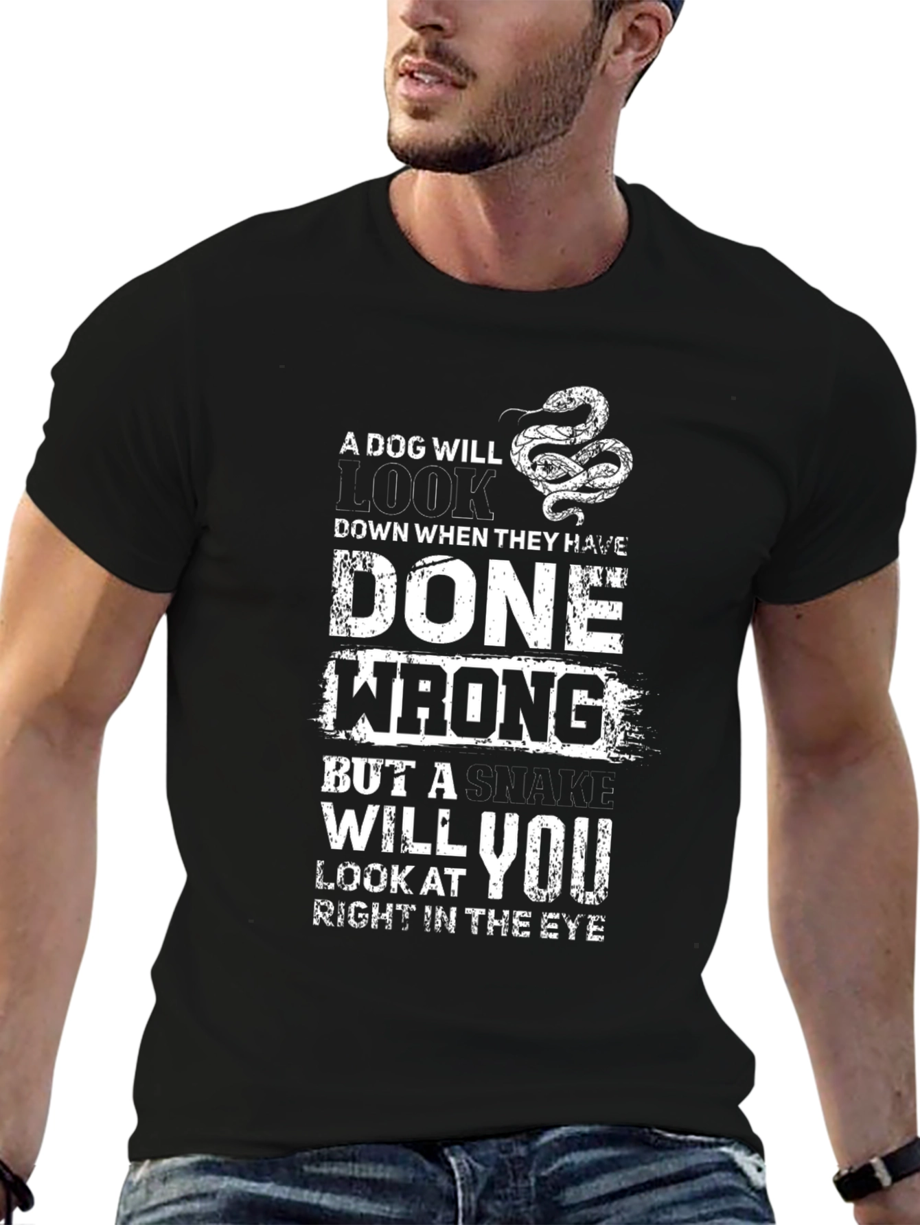 Dog vs Snake Graphic Tee - Mens Black T-Shirt