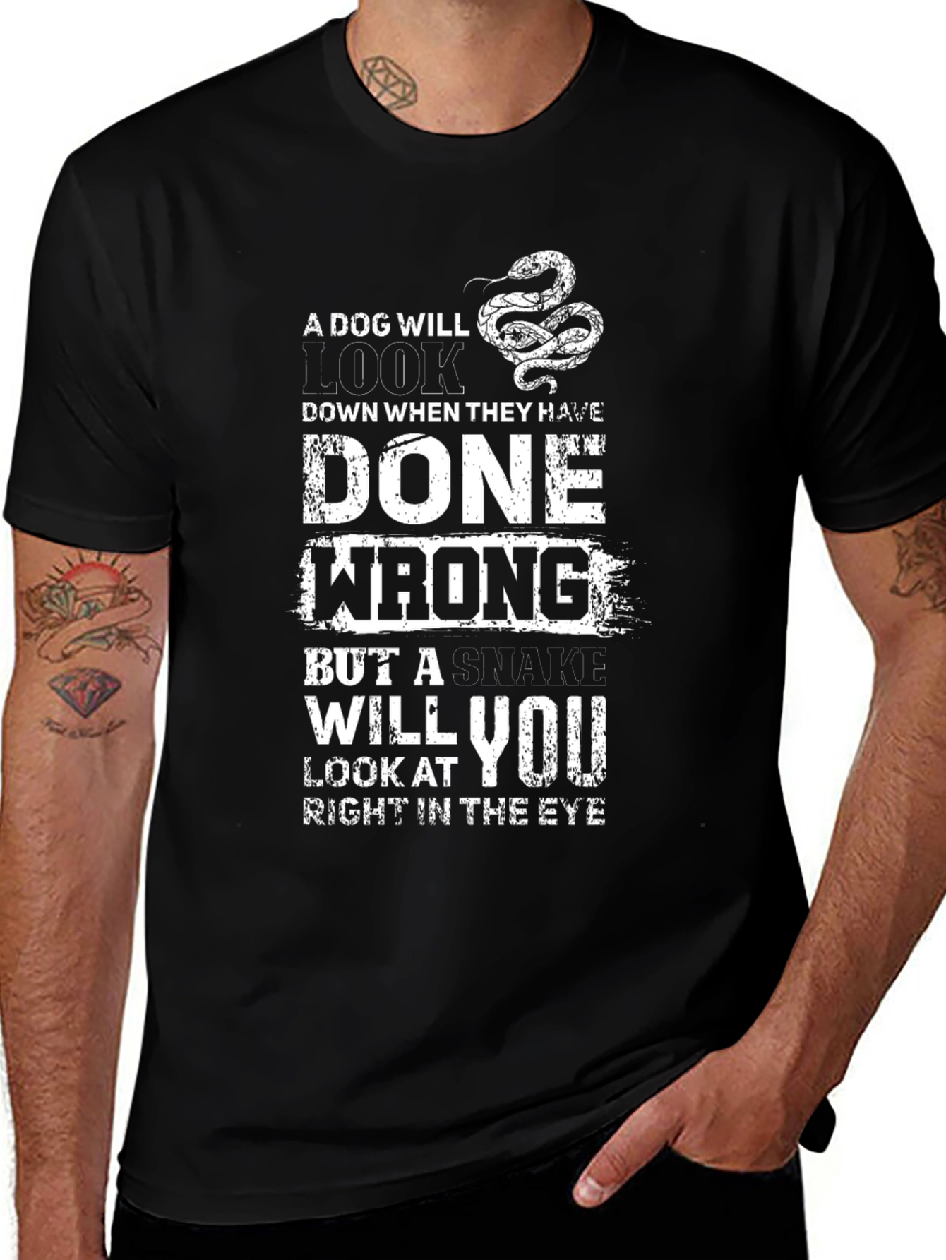 Dog vs Snake Graphic Tee - Mens Black T-Shirt