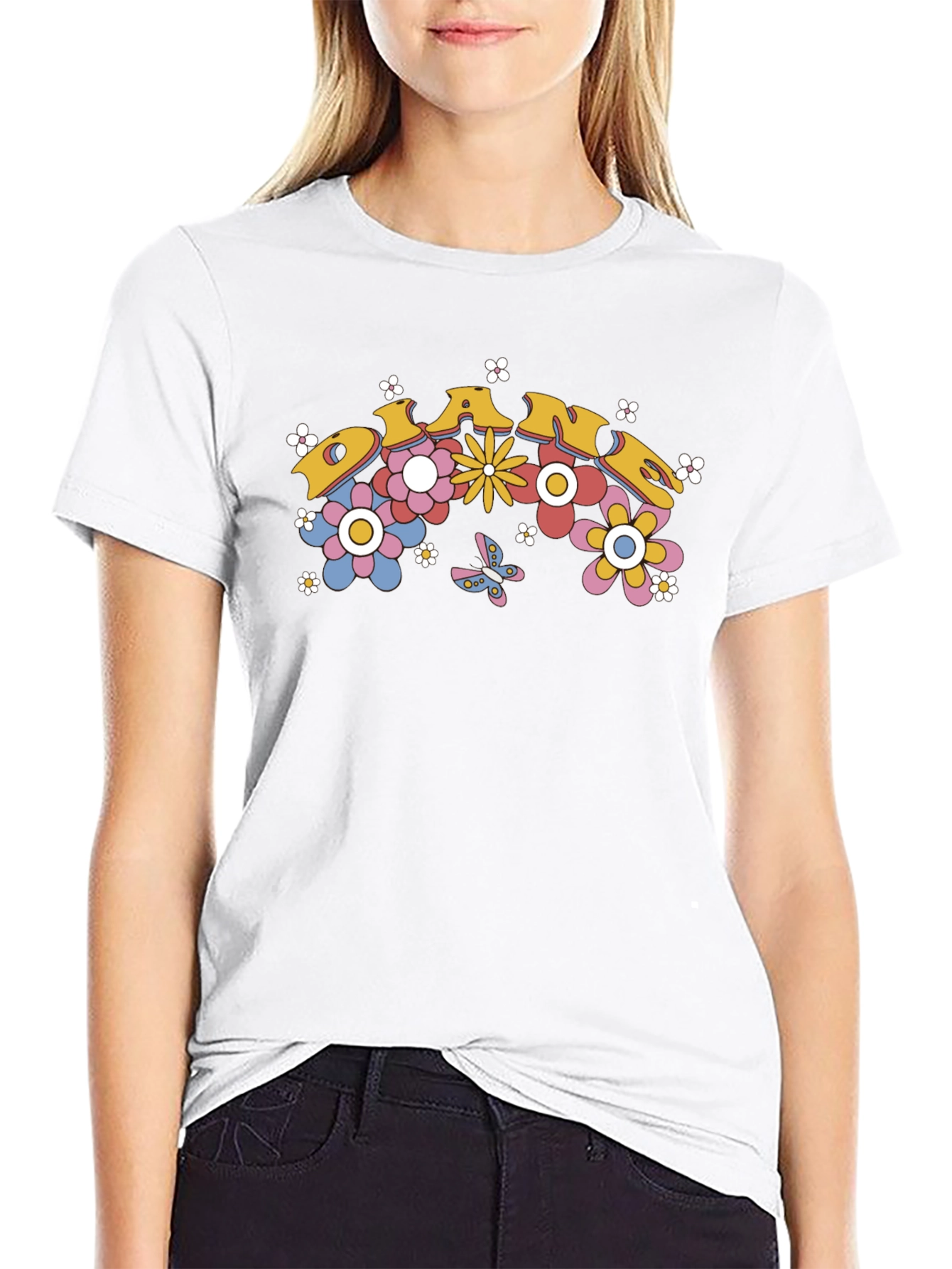 Retro Dance Floral Graphic Tee - Black