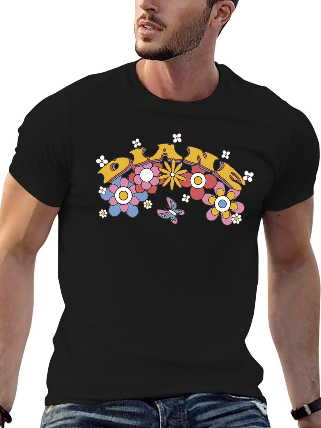 Retro Dance Floral Graphic Tee - Black