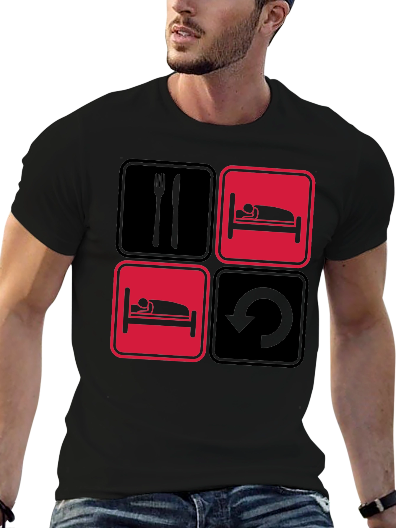 Eat Sleep Repeat Funny T-Shirt