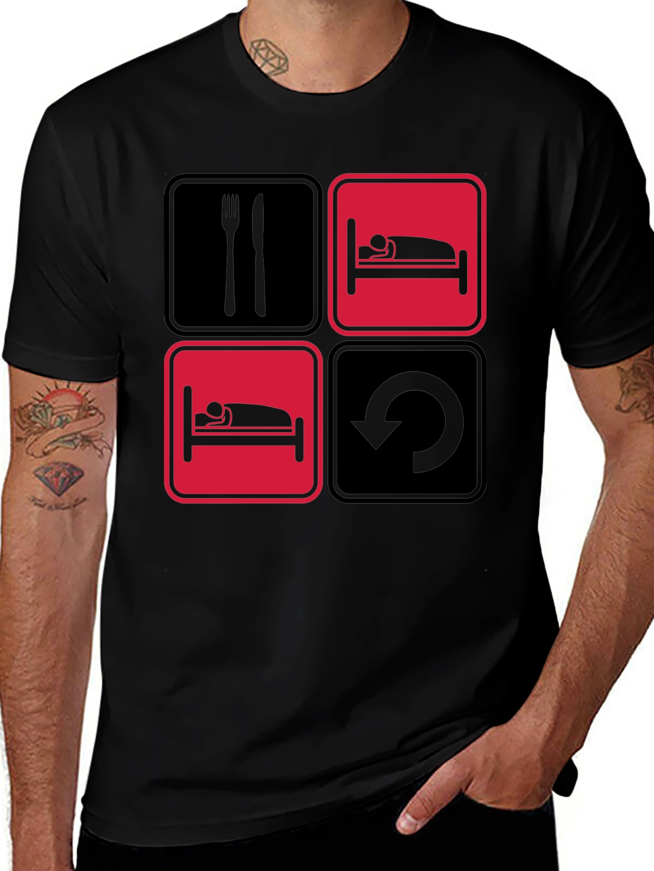 Eat Sleep Repeat Funny T-Shirt