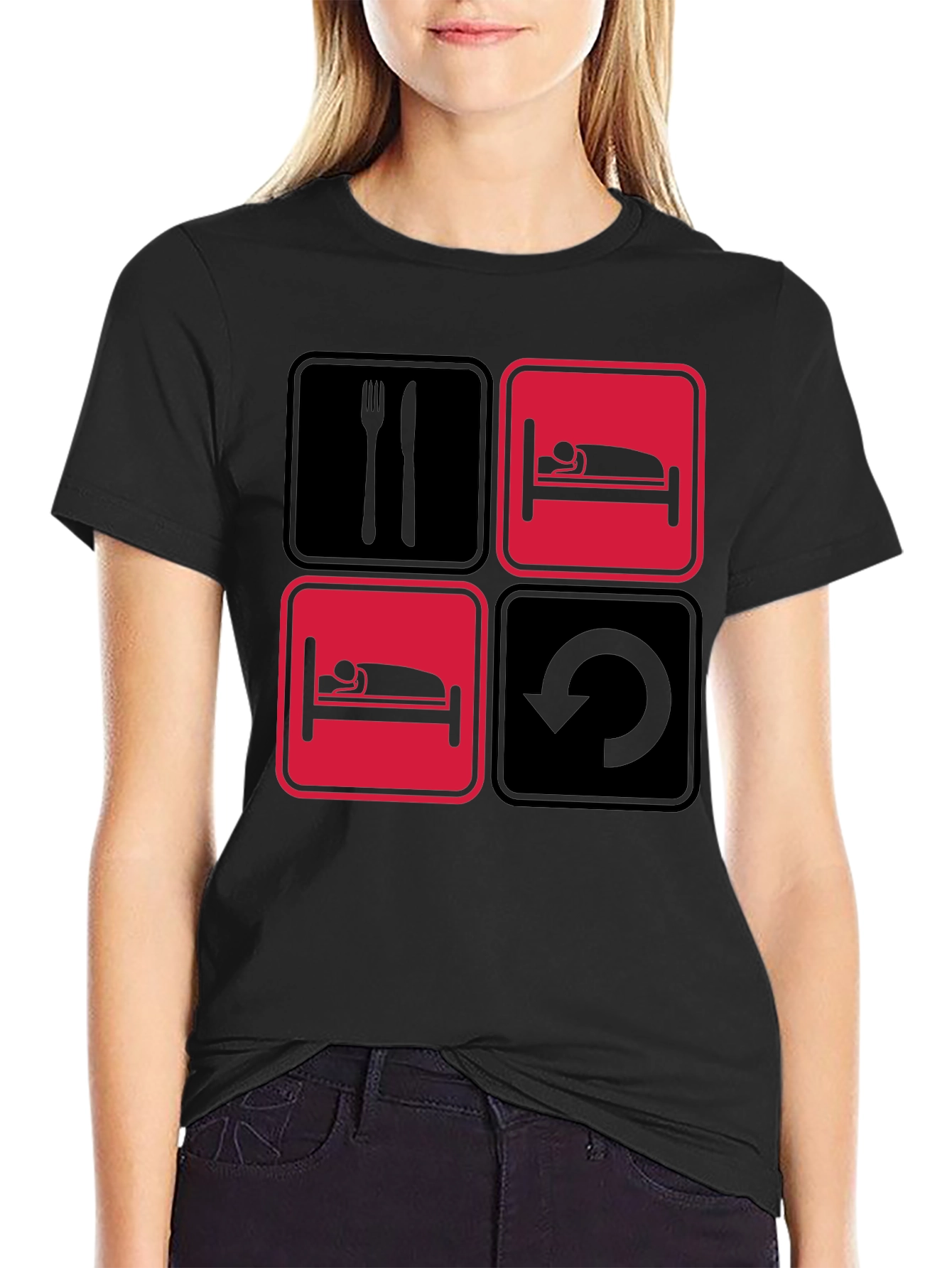 Eat Sleep Repeat Funny T-Shirt