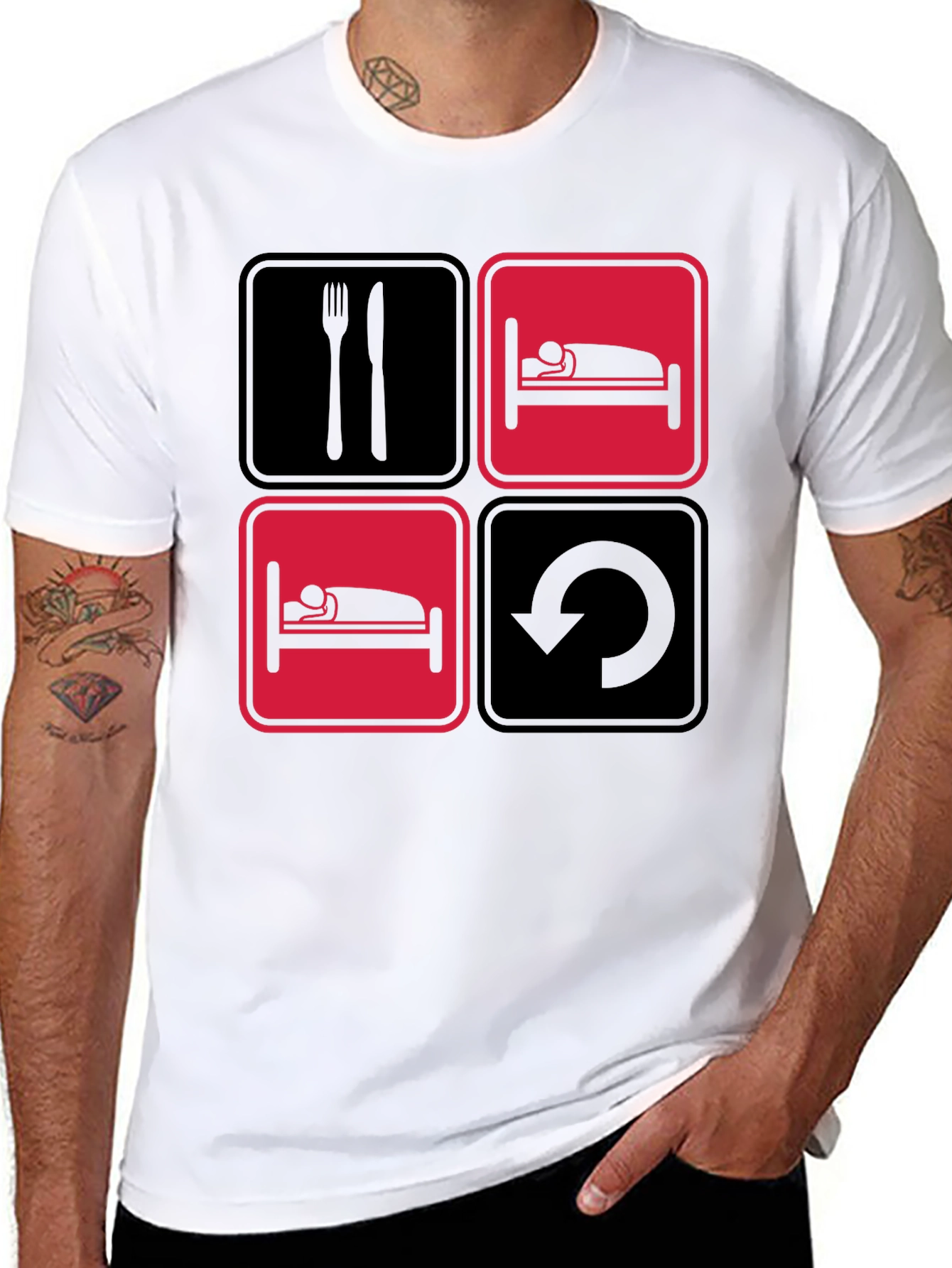 Eat Sleep Repeat Funny T-Shirt