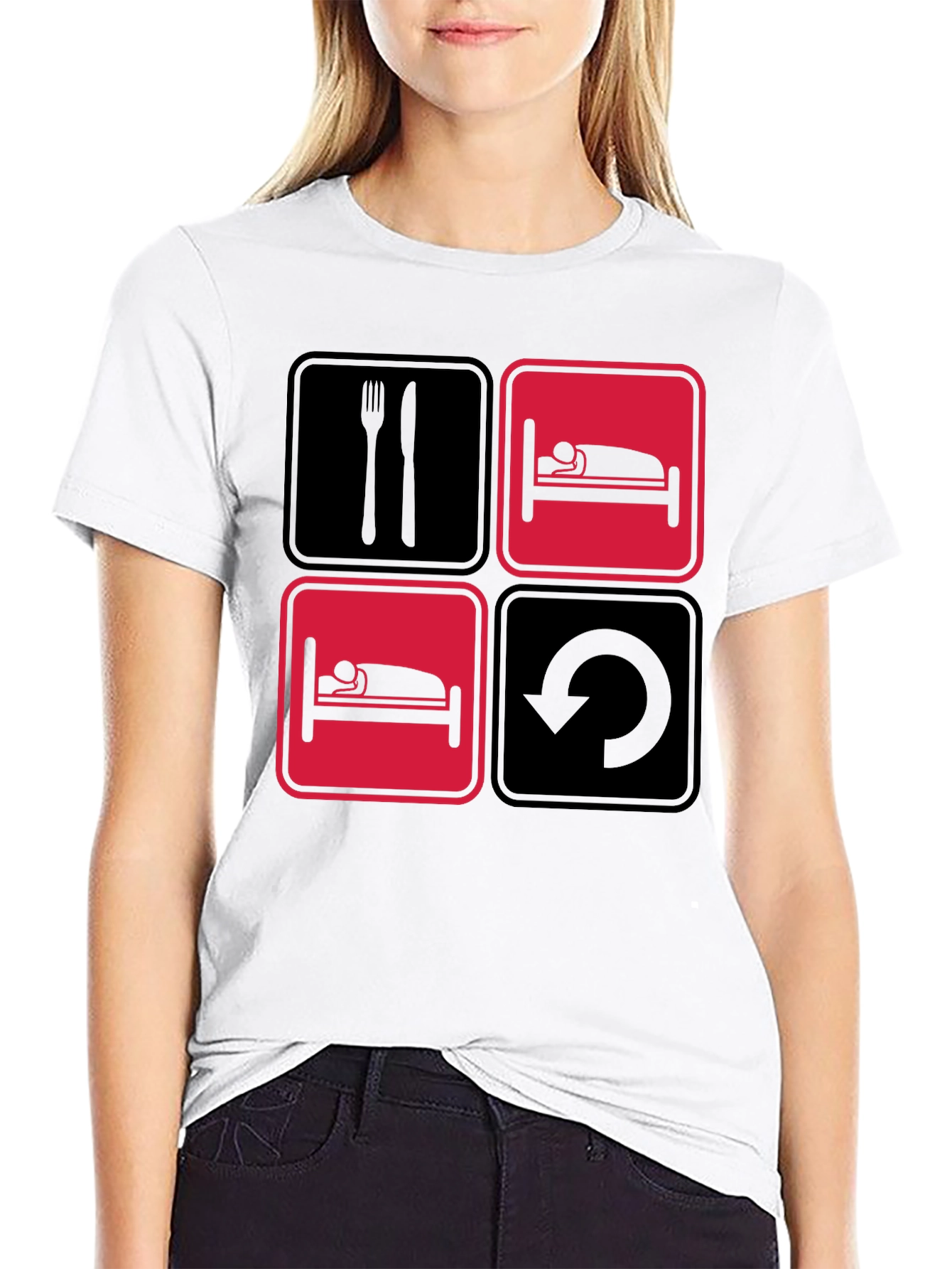 Eat Sleep Repeat Funny T-Shirt