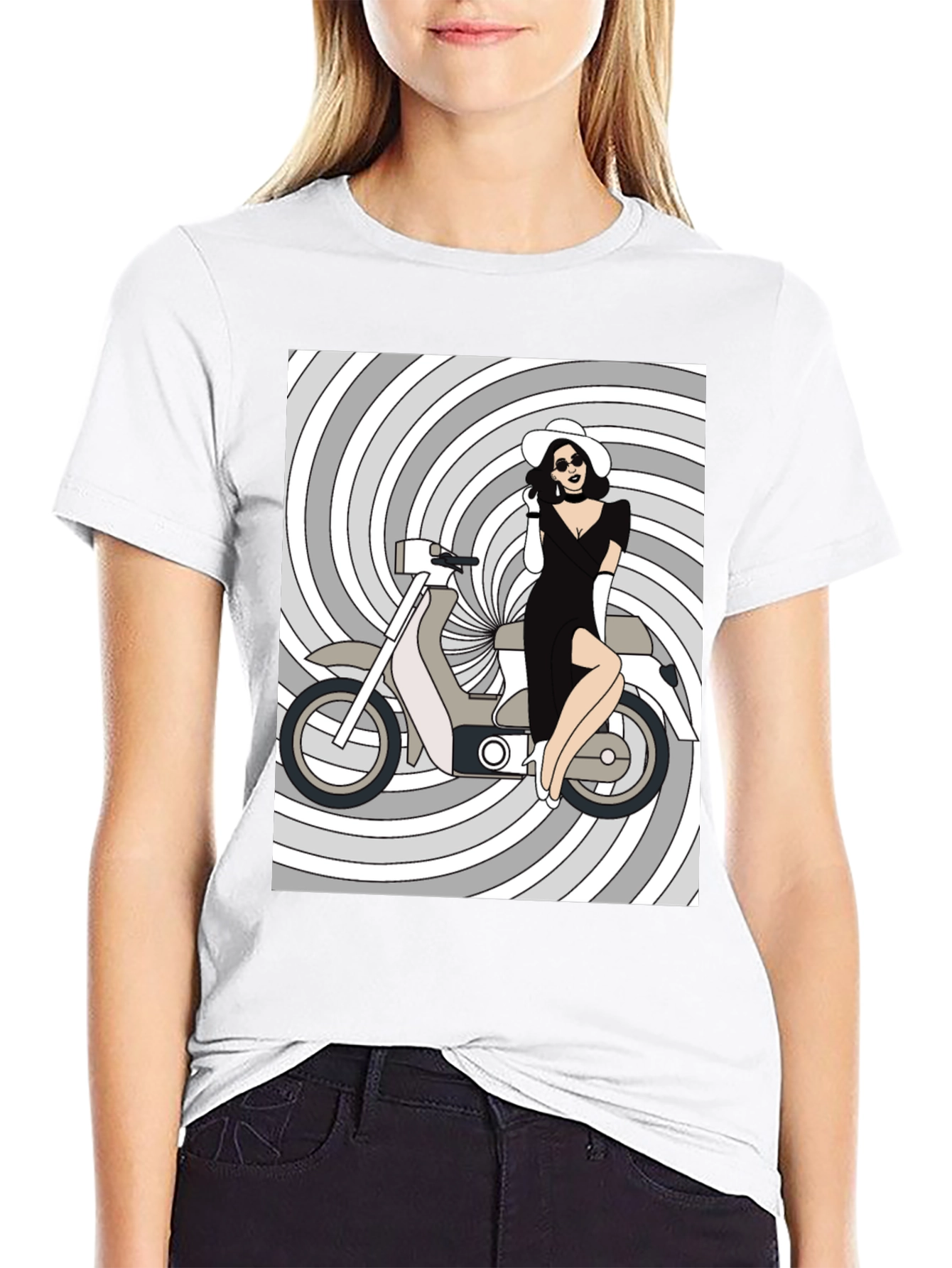 Retro Chic T-Shirt: Girl on Scooter