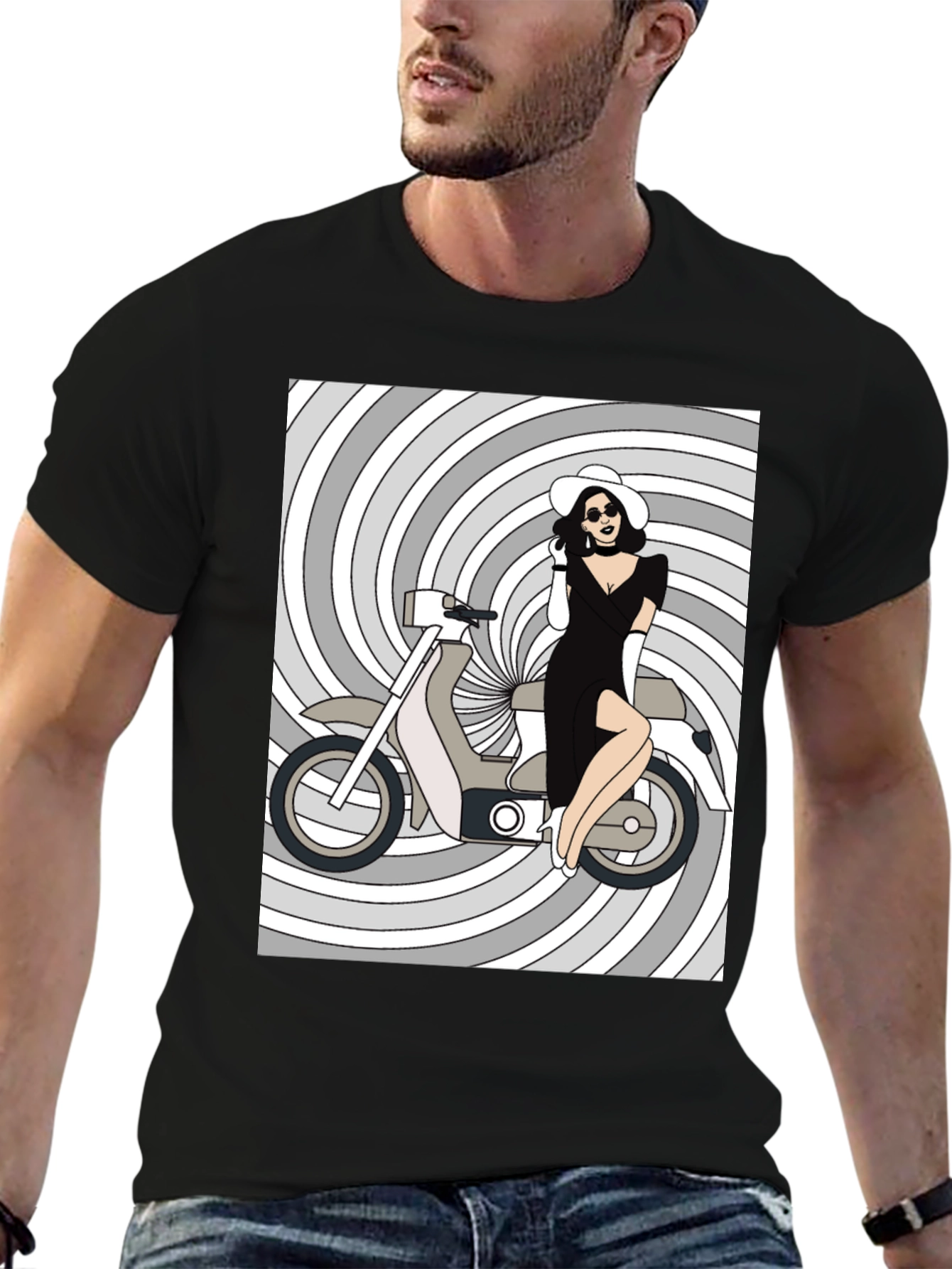 Retro Chic T-Shirt: Girl on Scooter
