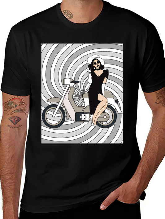 Retro Chic T-Shirt: Girl on Scooter