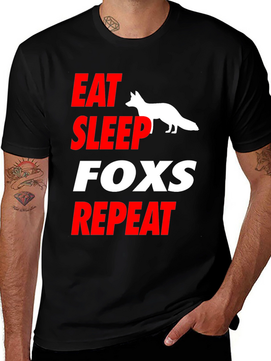 Eat Sleep Fox Repeat T-Shirt Fun Animal Tee