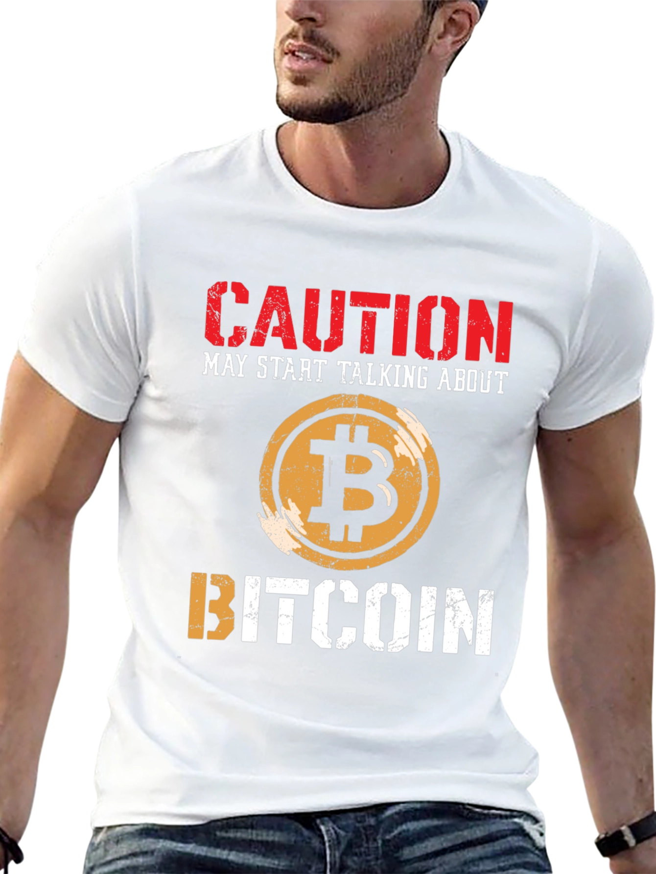 Bitcoin Caution T-Shirt Crypto Currency Tee