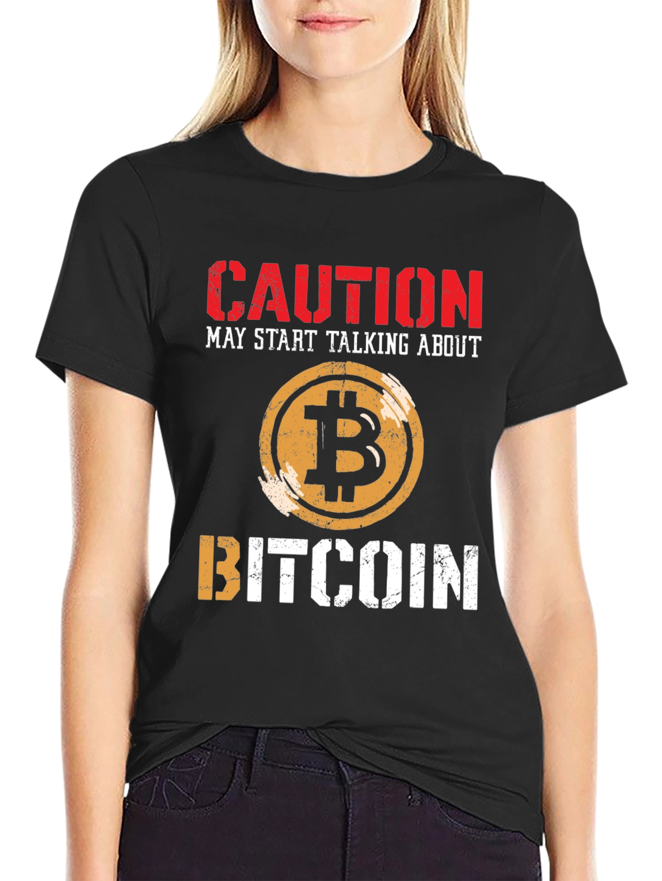 Bitcoin Caution T-Shirt Crypto Currency Tee