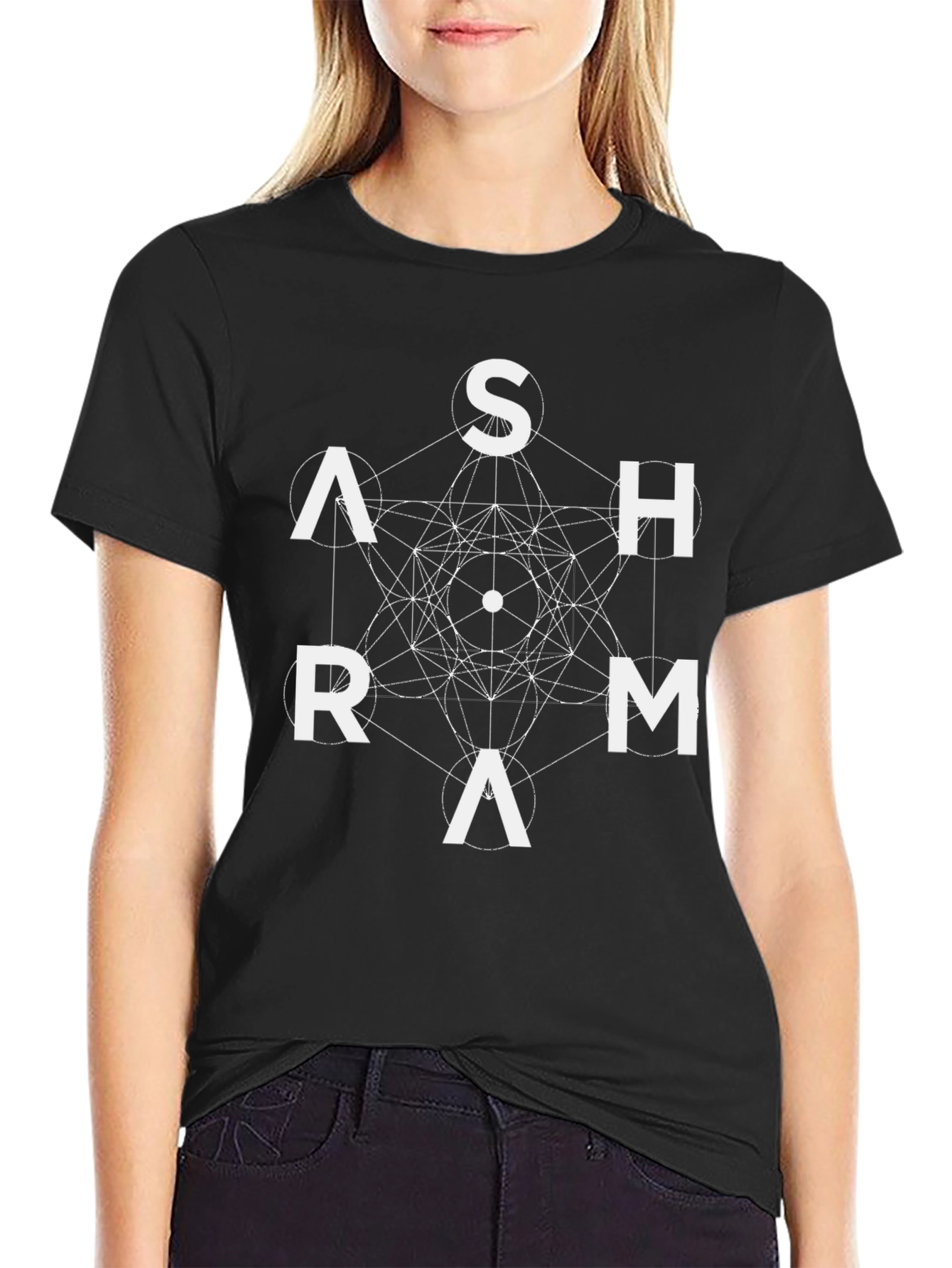 ASHRAM Graphic Tee - Geometric Design Black T-Shirt