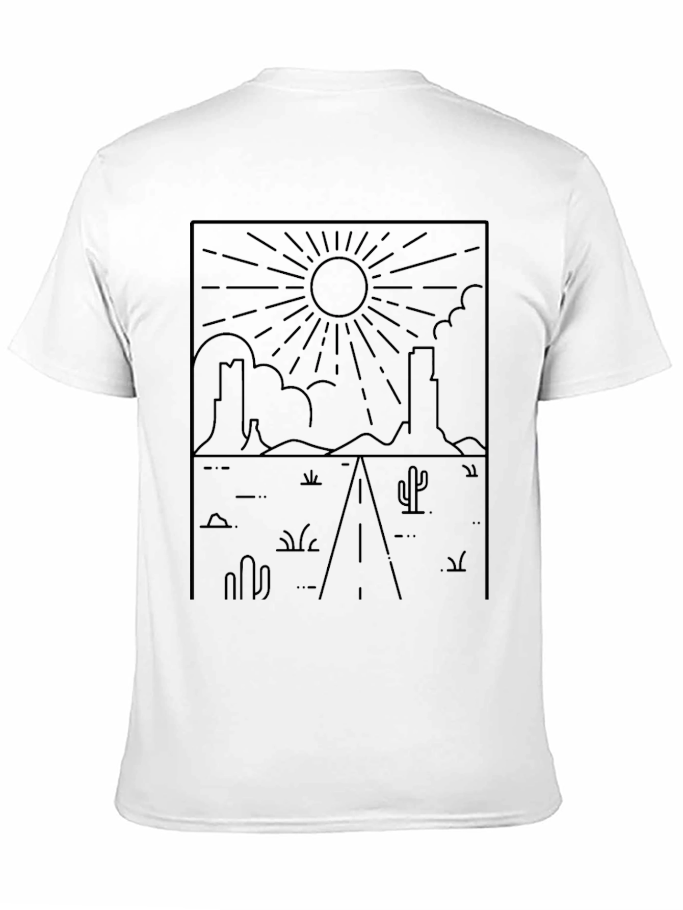 Desert Road Trip T-Shirt - Black Line Art