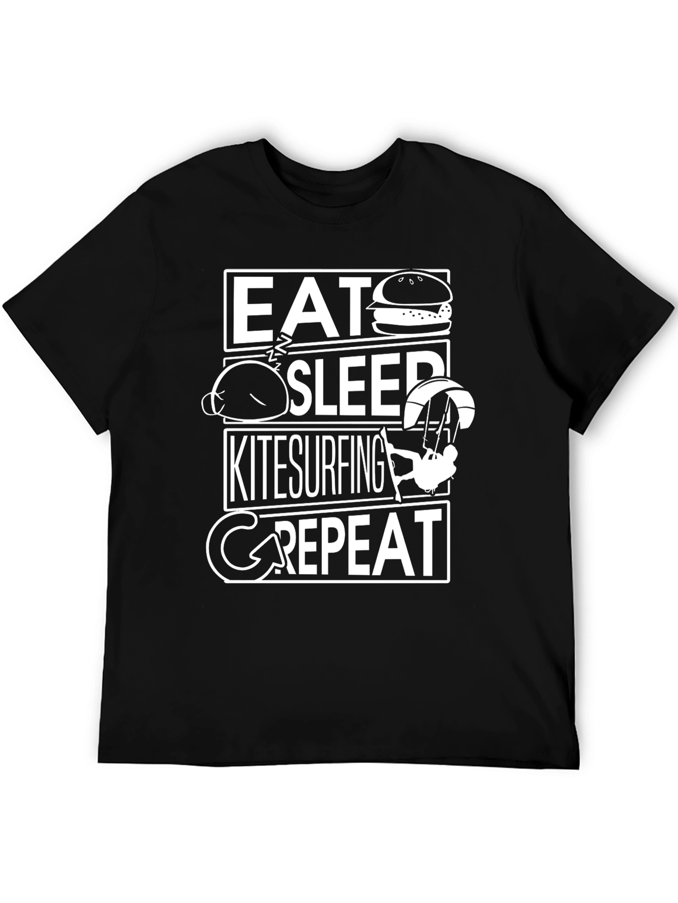Eat Sleep Kitesurfing Repeat Black T-Shirt