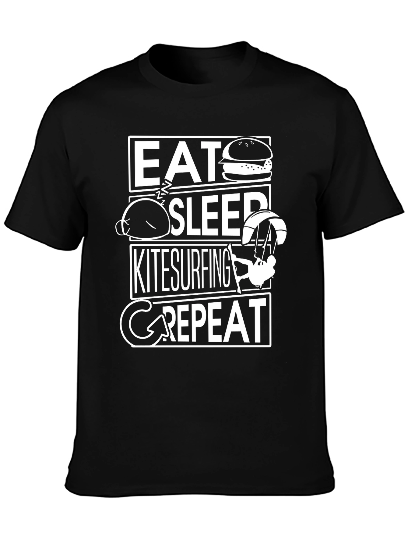 Eat Sleep Kitesurfing Repeat Black T-Shirt
