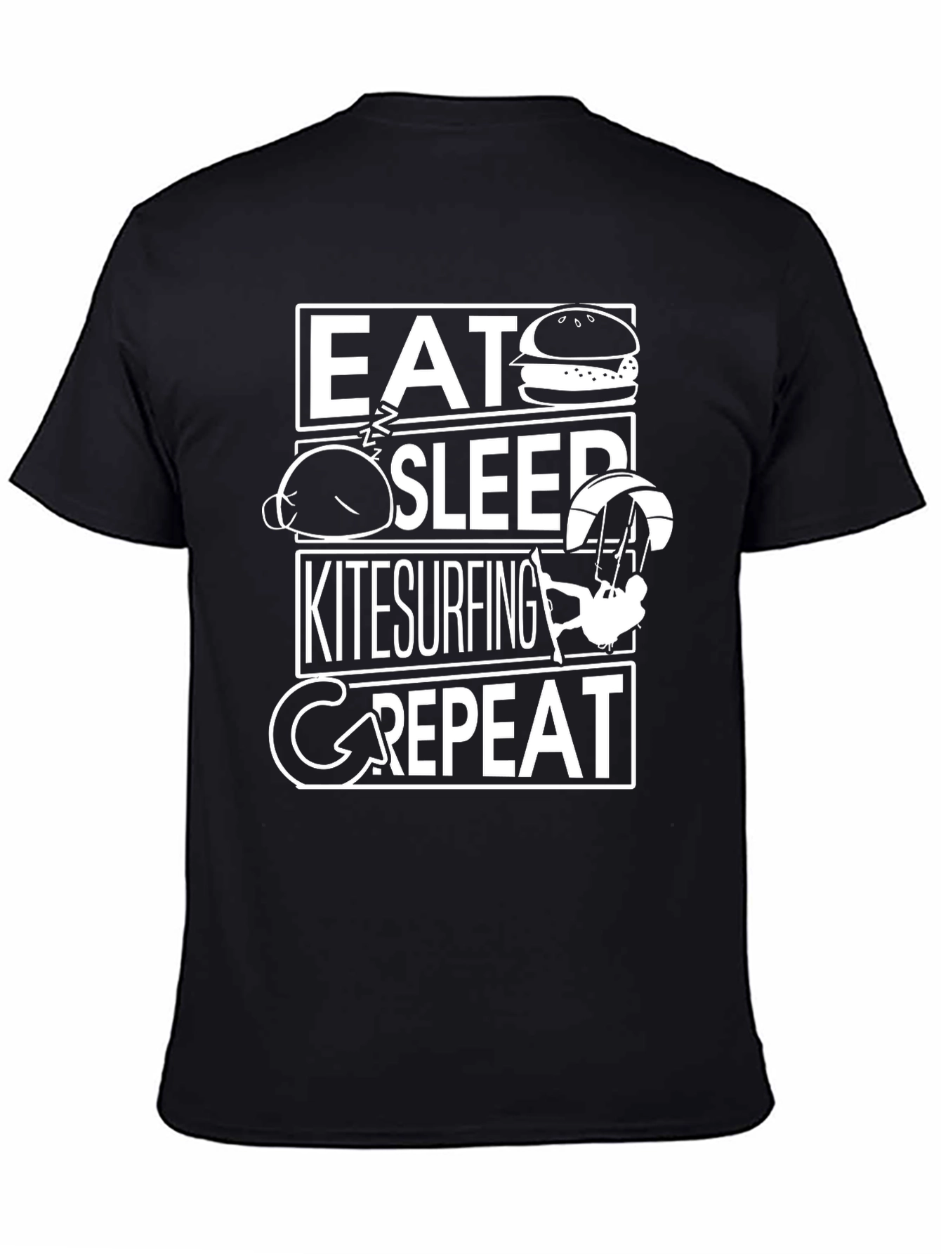 Eat Sleep Kitesurfing Repeat Black T-Shirt