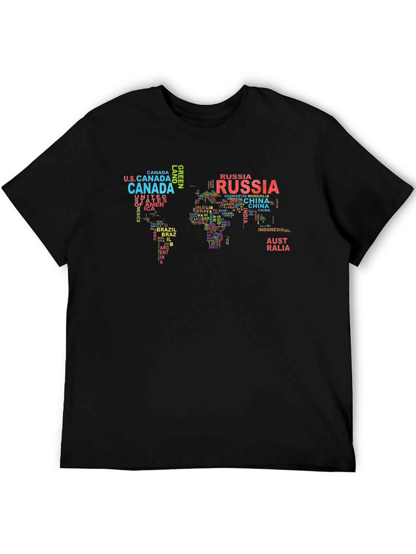 World Map Country Name T-Shirt